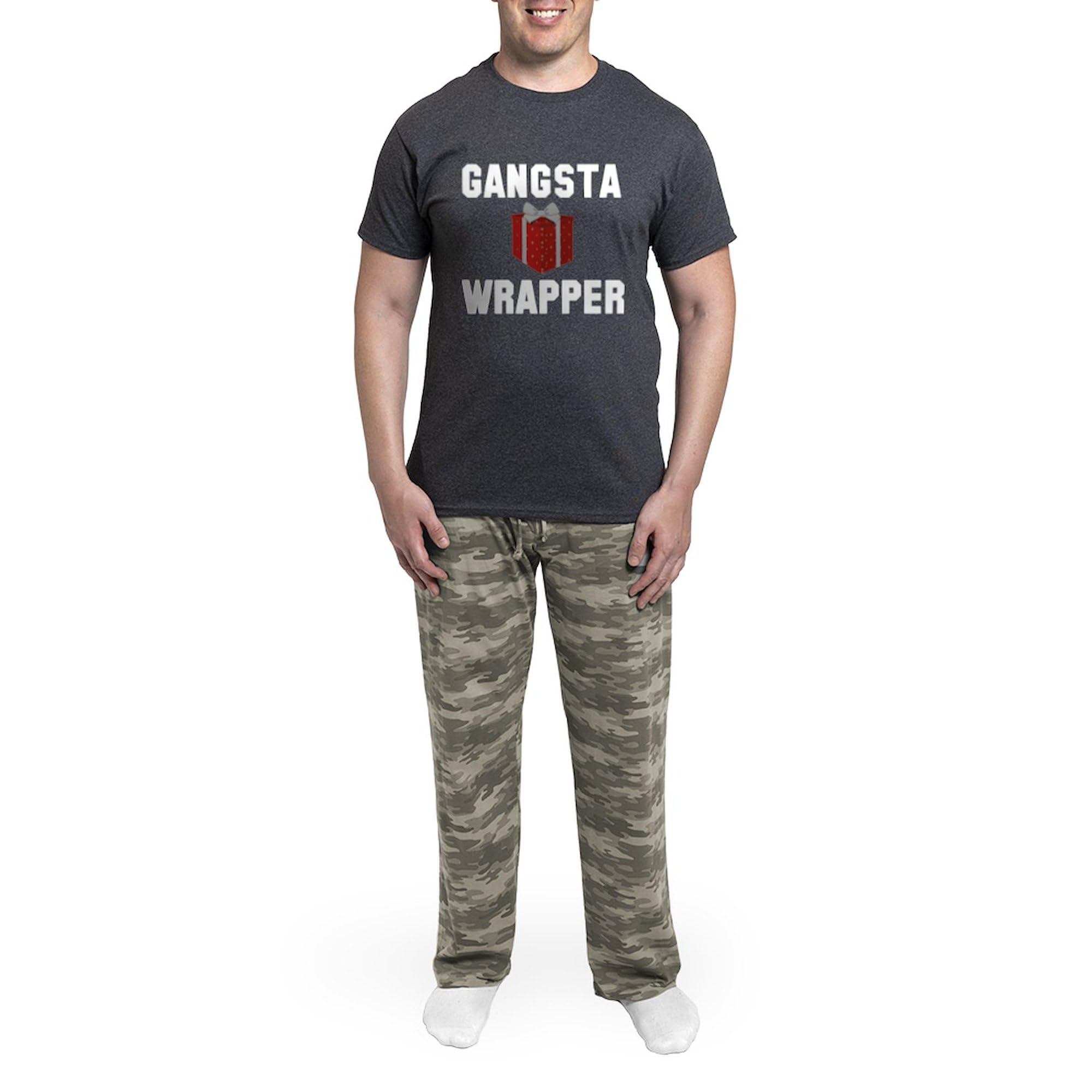 Gangsta Wrapper Men's Charcoal Pajama Set - Novelty Sleepwear for Men - Comfortable Lounge Pajamas for Relaxing at Home, Sleepovers & Themed Parties