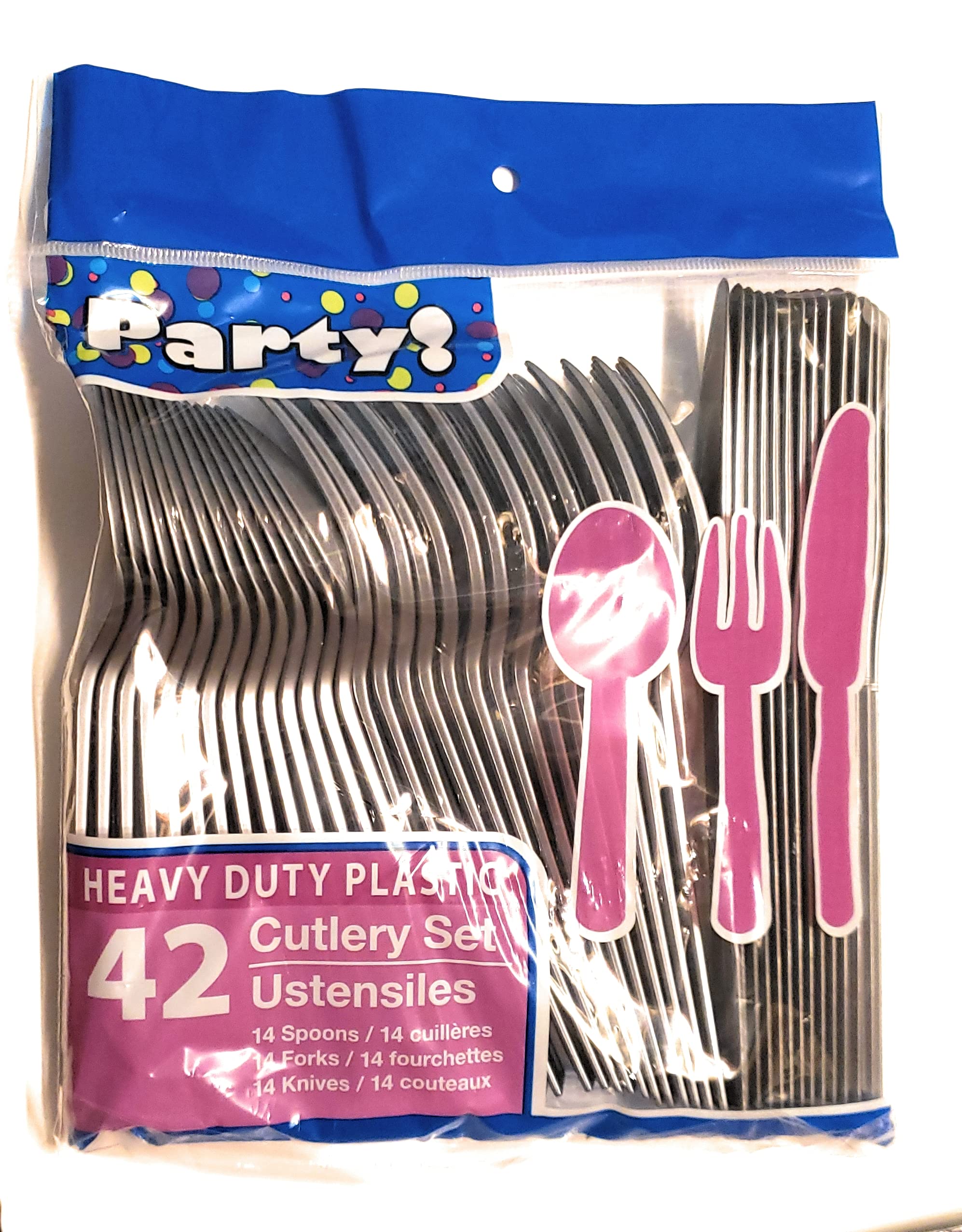 Silver & Black Disposable Plastic Cutlery Set - 90 Pieces (30 Spoons, 30 Forks, 30 Knives) - 2 Pack Team Colors Party Supplies for Picnics, BBQs, and Catering Events