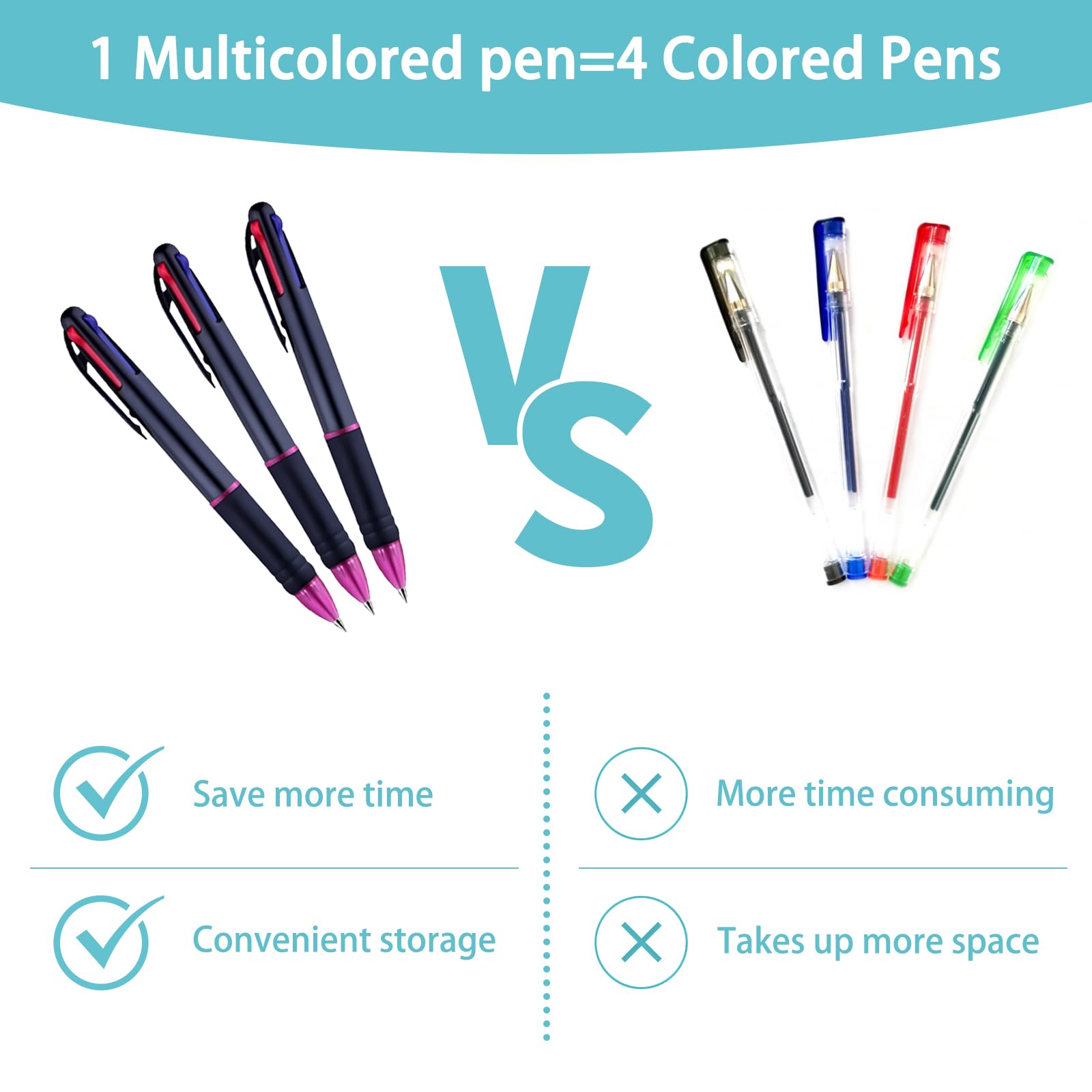 12-Pack 4-in-1 Multicolor Retractable Ballpoint Pens - 0.7mm Fine Point Writing Pens for School, Office & Journaling - Perfect Organizing Supplies & Kids Gift (Blue, Black, Red, Green) - Great for Note Taking, Planner Writing & Study Organization