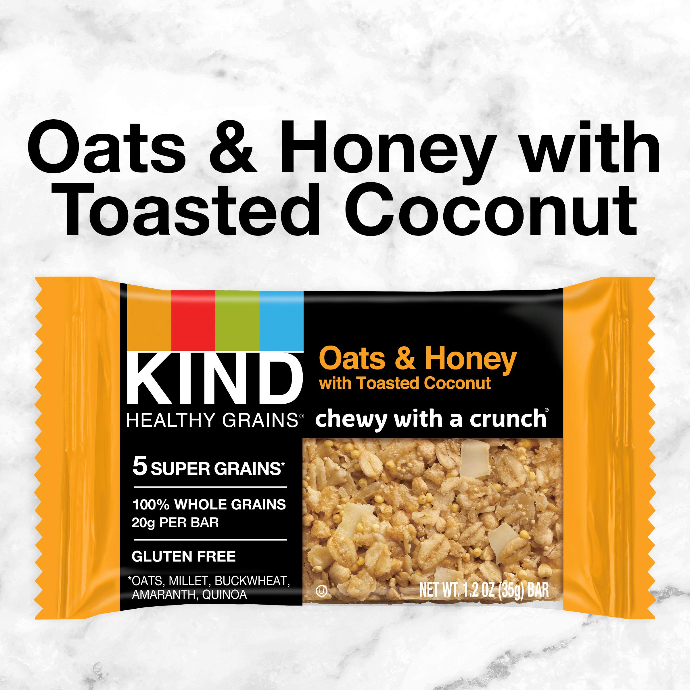 KIND Healthy Grains Oats & Honey with Toasted Coconut Bars - Gluten Free Snack Bars, 1.2oz (40 Count) | Perfect for On-the-Go Breakfast, Office Snacks & Healthy Travel Food