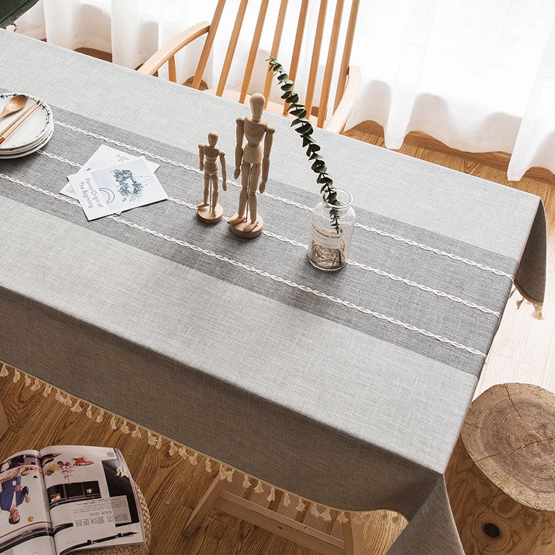 Modern Large Rectangle Table Cover - Cotton & Linen Tablecloth for Dining Room, Kitchen, Oval Tables | Waterproof & Washable for Everyday Use, Parties & Special Occasions