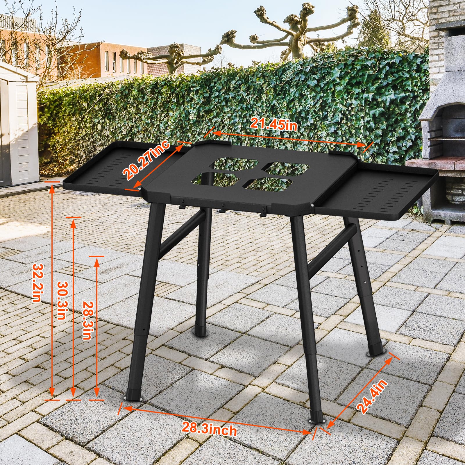 Universal Grill Table Stand for Ninja OG & OO Series, Woodfire & Pizza Oven - Outdoor Cooking Side Table with Utensil Holder | Perfect for Backyard BBQs, Camping & Patio Parties