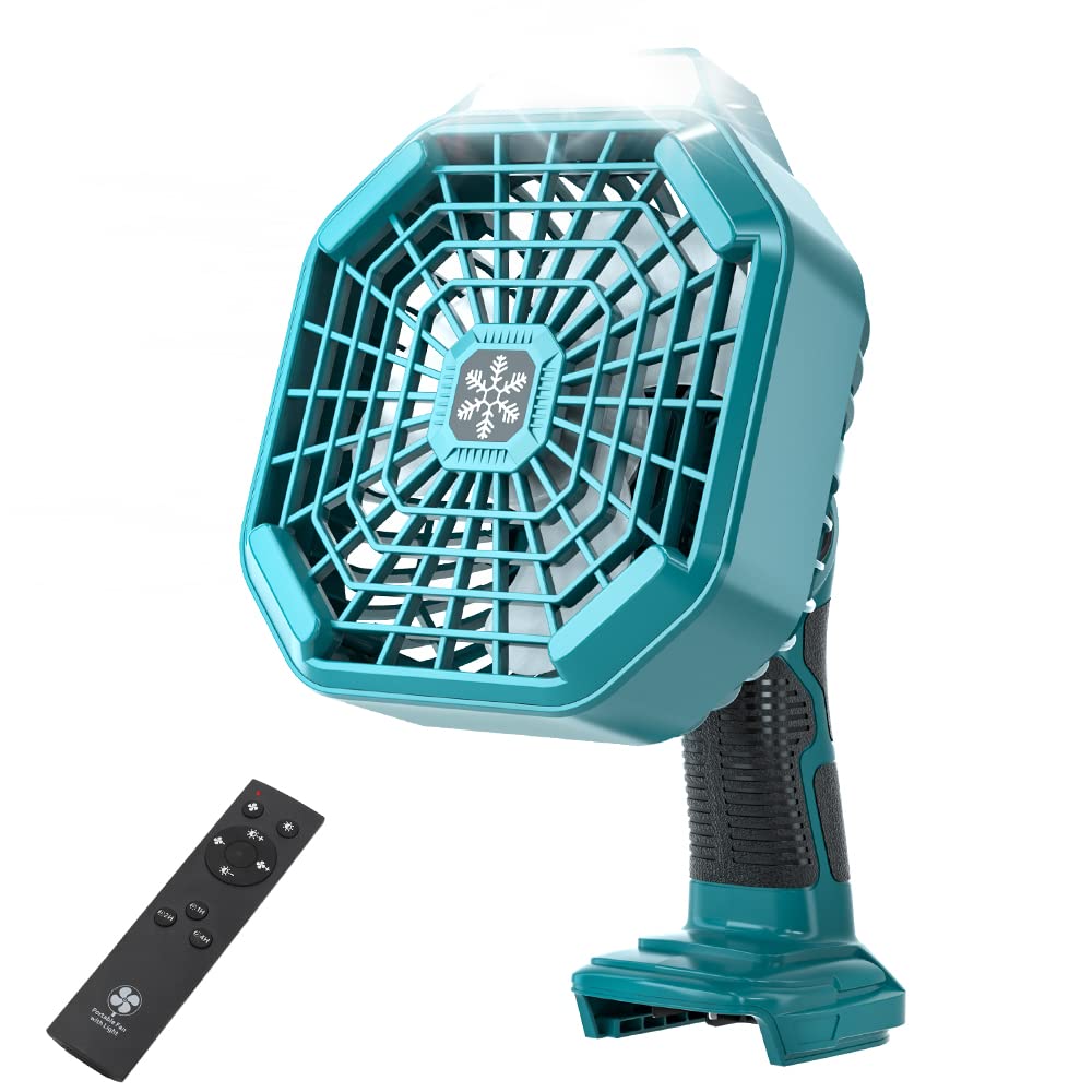 Zinkiwayr Cordless Camping Fan with 180LM LED Light & USB Port - Battery Powered Desk Fan Compatible with Makita 14.4V-20V Lithium Battery - Perfect for Travel, Tent, Office, Home, Picnic, Barbecue, Fishing & Outdoor Adventures