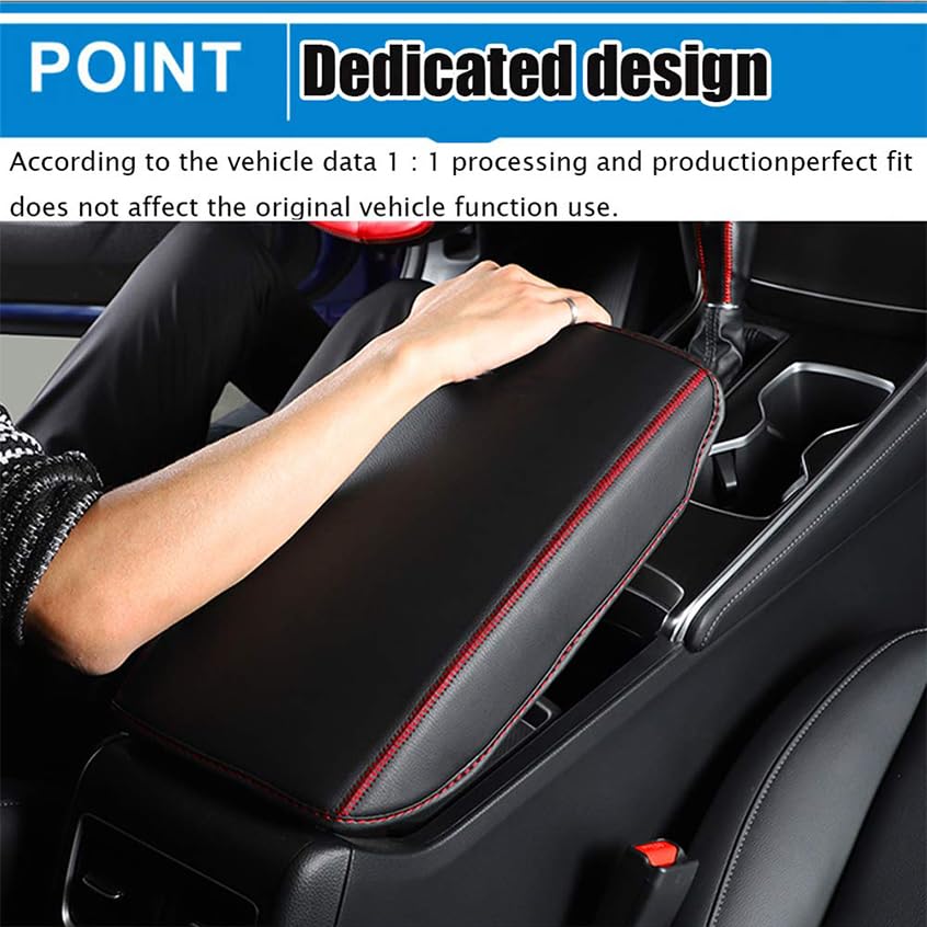 Premium Leather Center Console Cover Armrest Pad Protector for Honda Accord 10th Gen (2018-2022) - Red & Black Car Interior Accessories | Perfect for Daily Commute & Road Trips