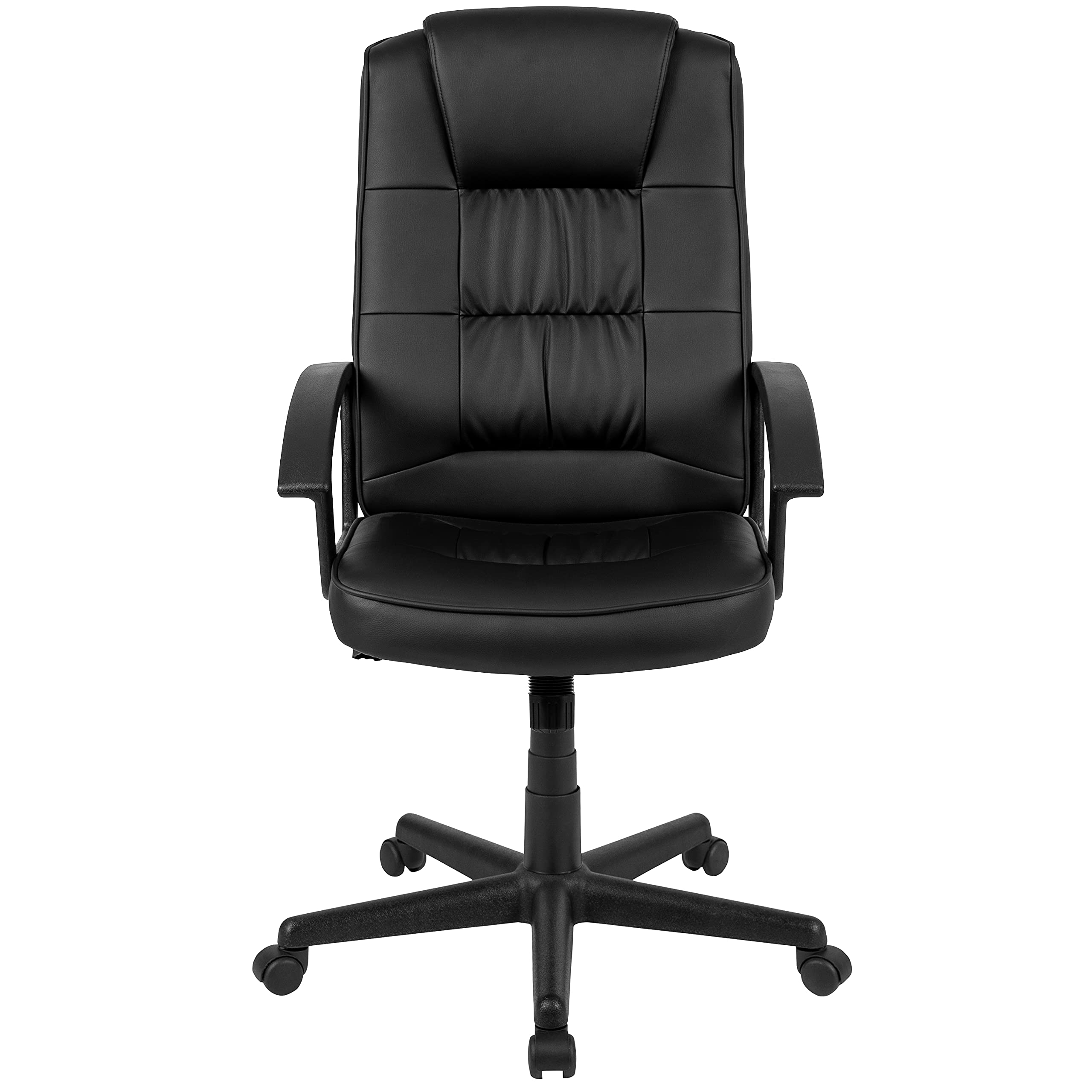 EMMA + OLIVER High Back Black LeatherSoft Task Chair with Arms - Ergonomic Office Desk Chair for Home & Work - Perfect for Long Hours Sitting, Computer Work & Gaming