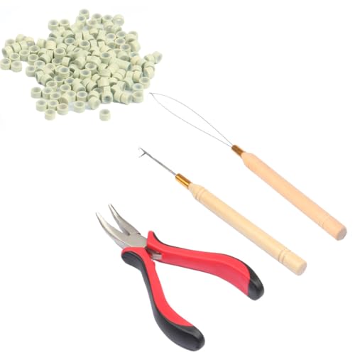 Microlinks Set + 200 Pcs Silicone Rings (Beige)