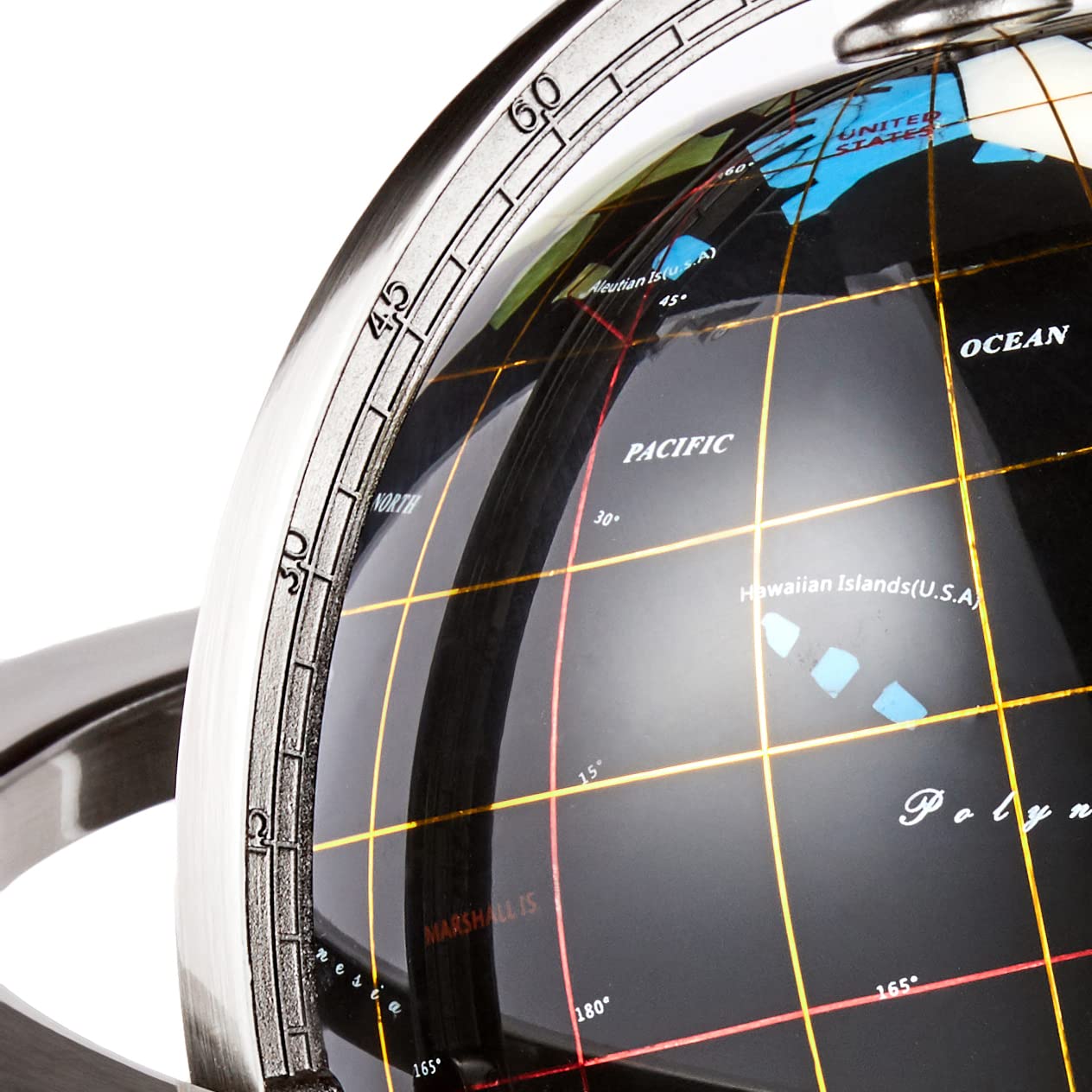 10-Inch Black Onyx Ocean Gemstone World Globe with Silver Tripod Stand - Unique Handcrafted Tabletop Decor for Home, Office & Gifts | Perfect for Travel Lovers & Geography Enthusiasts