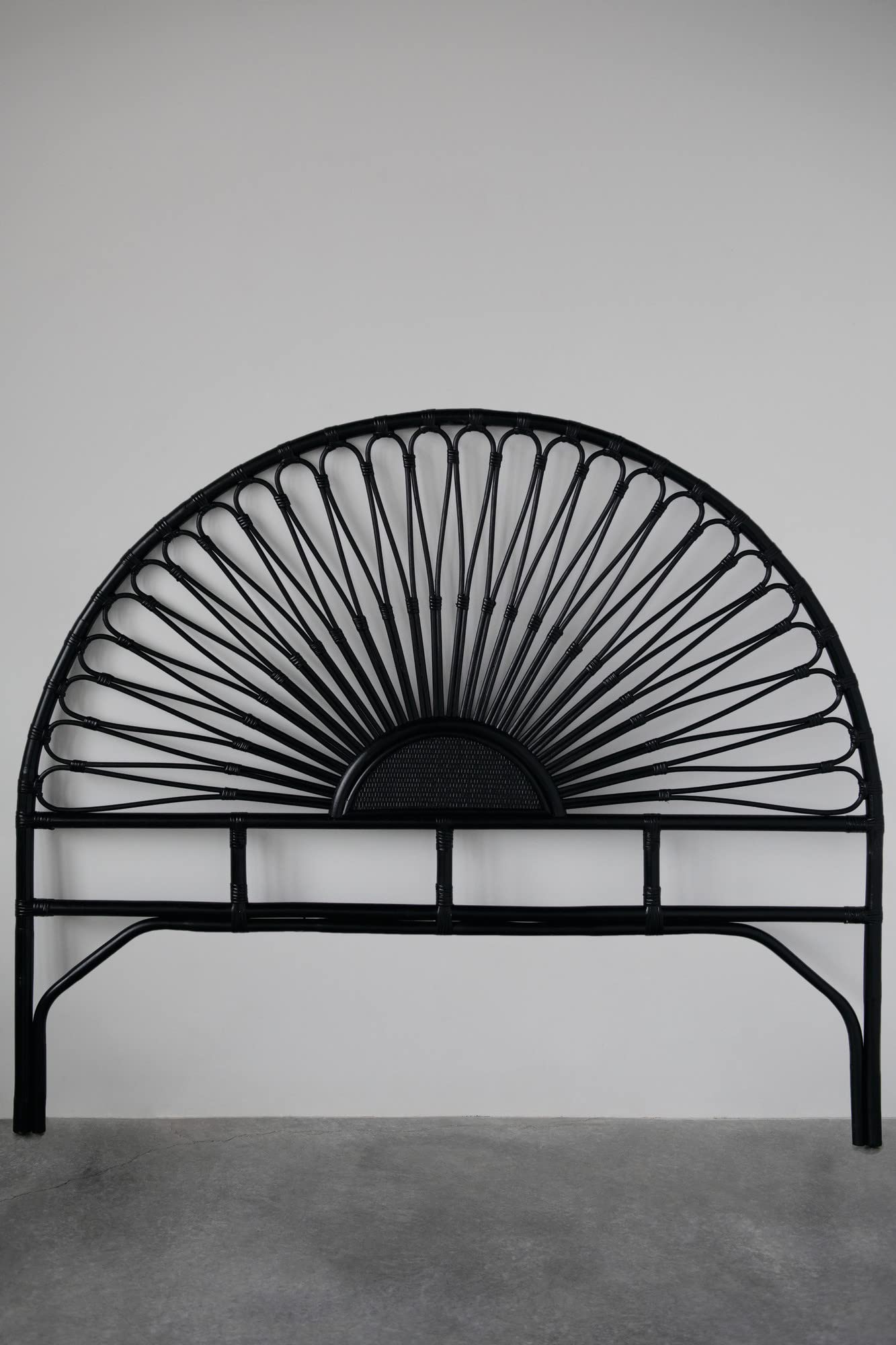 Creative Co-Op Black Rattan Queen Size Headboard - Elegant Woven Rattan Bed Frame Headboard for Bedroom Decor, Boho Chic Style, Perfect for Master Bedroom, Guest Room, and Hotel Decor
