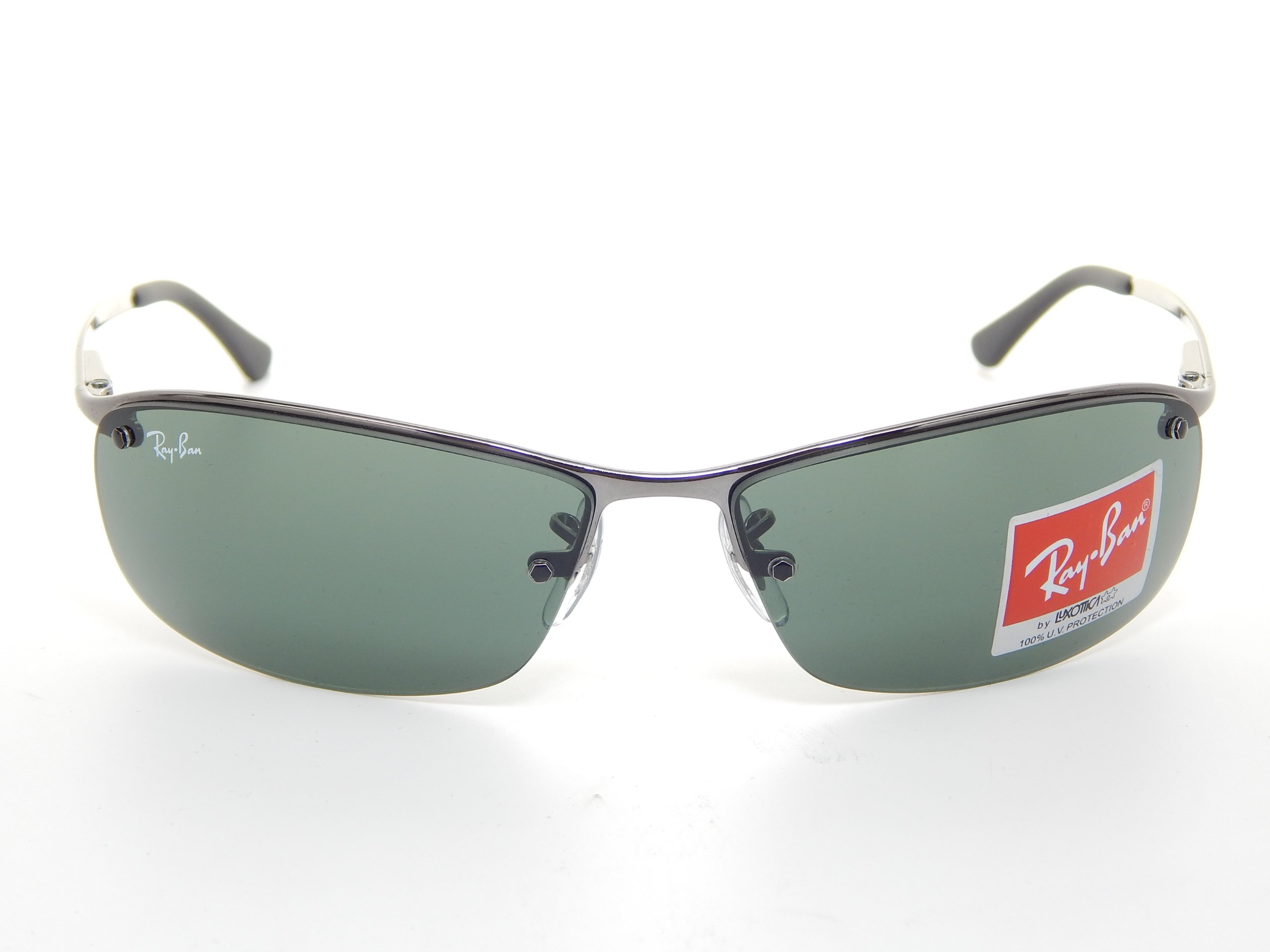 Ray Ban Top Bar RB3183 63mm Sunglasses - Gunmetal Frame & Green Lenses - UV Protection - Fashion Sunglasses for Men & Women - Perfect for Driving, Beach & Outdoor Activities