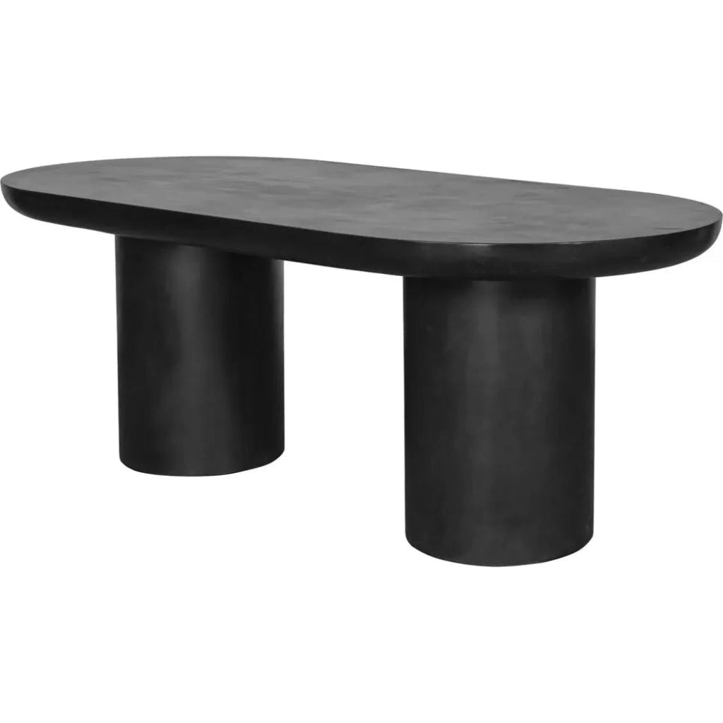 83 Inch Outdoor Dining Table - Black Concrete Top, Weatherproof & Durable Patio Furniture for Backyard, Garden, Poolside Dining & Entertaining