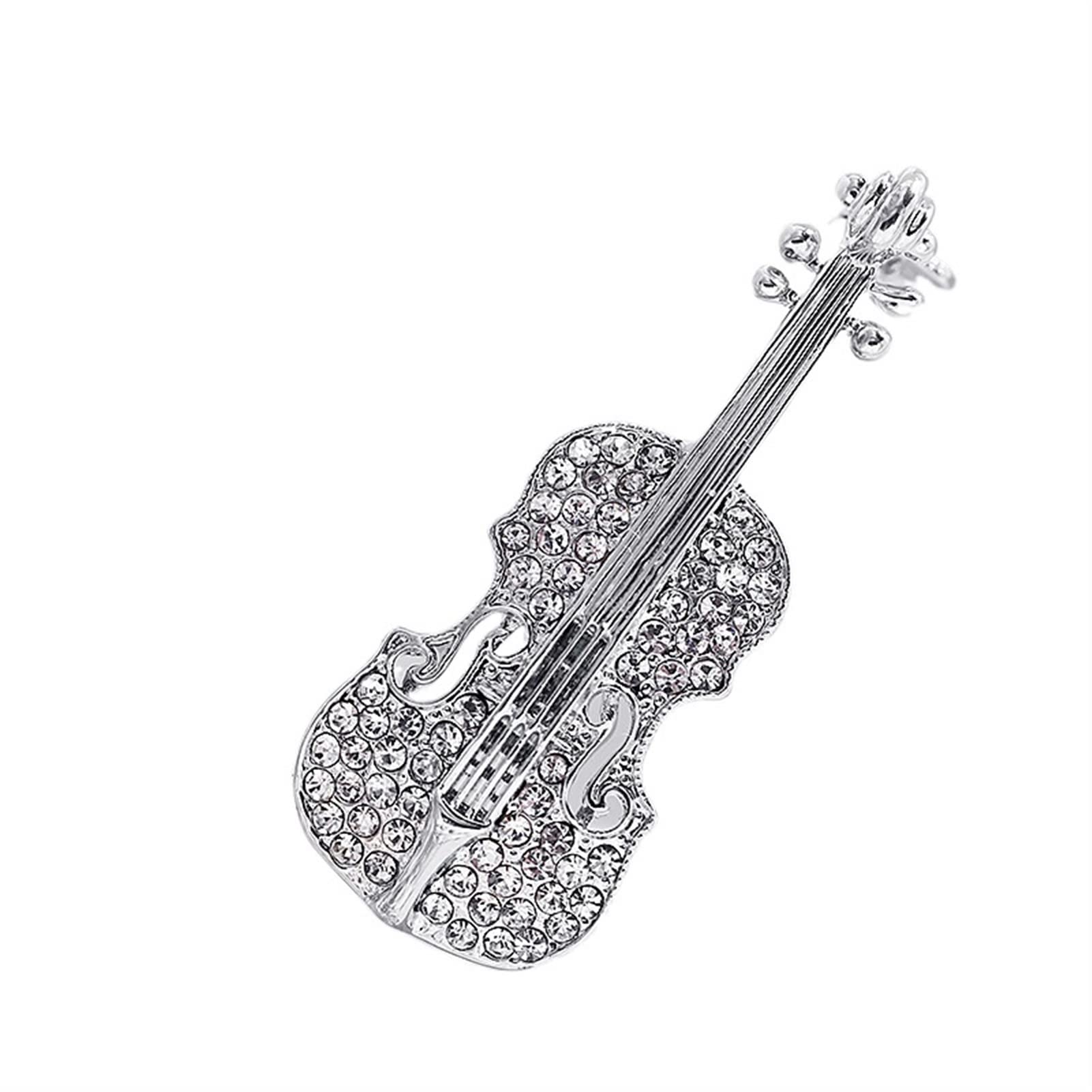 Elegant Musical Symbol Brooch Pin - Crystal Rhinestone Lapel Pin, Scarf Buckle Badge & Corsage Brooch for Women (7 Metal Colors) - Perfect for Weddings, Concerts & Formal Occasions