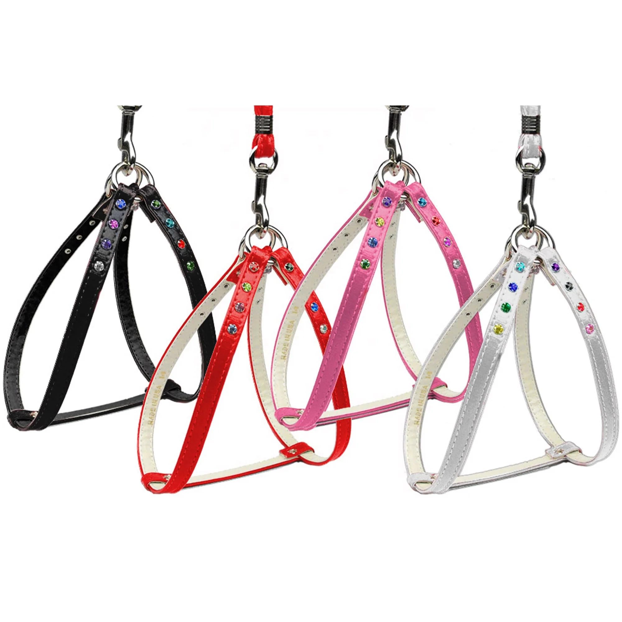 Puppy Step-In Harness with Adjustable Straps - Pink Confetti Jewel Design for Small Dogs & Pets - Perfect for Walks, Training & Outdoor Adventures