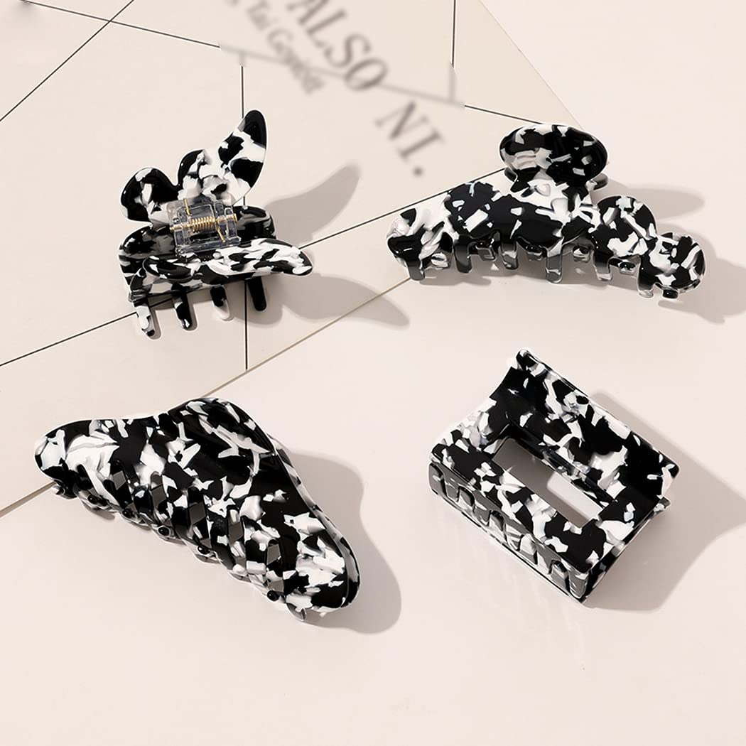 SOWUNO 4PCS Acrylic Hair Claw Clips - Non-Slip Strong Hold Barrettes for Women, Fashion Hair Jaw Clips for Ponytail, Bun & Updo - Elegant Hair Accessories for Daily Use, Work & Special Occasions