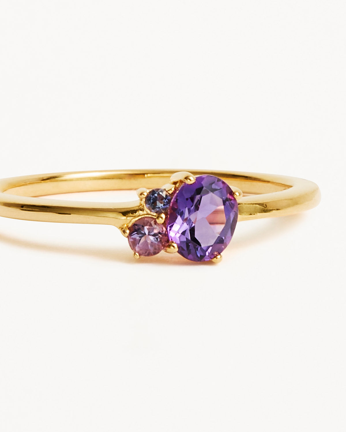 18k Gold Vermeil Kindred Birthstone Ring - February Amethyst Gemstone | Personalized Jewelry Gift for Mom, Sister, Valentine's Day & Special Occasions