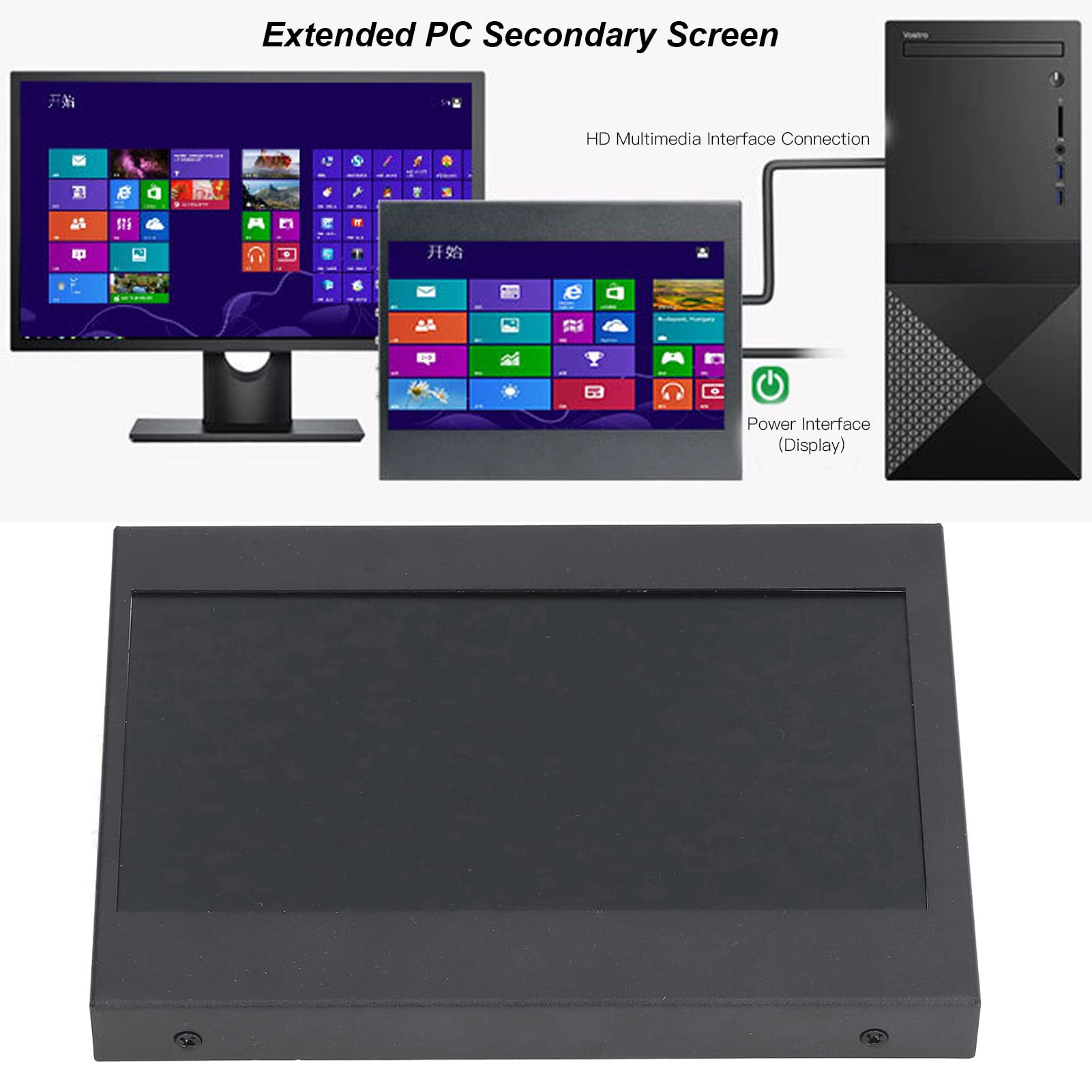 7 Inch Mini Graphic Display Screen - 1024x600 HD USB Portable Monitor with HDMI & VGA for PC, Laptop, Mini TV, Camera, Gaming | Touch Screen TN Panel | Perfect for Home Office, Digital Signage & Mobile Workstations