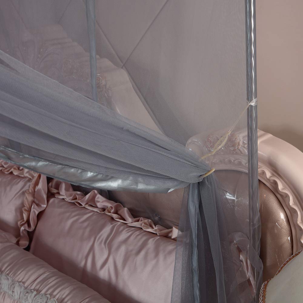 Elegant Gray Canopy Bed Curtains with Mosquito Net for Queen Size Bed - Perfect for Bedroom Decor, Romantic Nights & Outdoor Camping