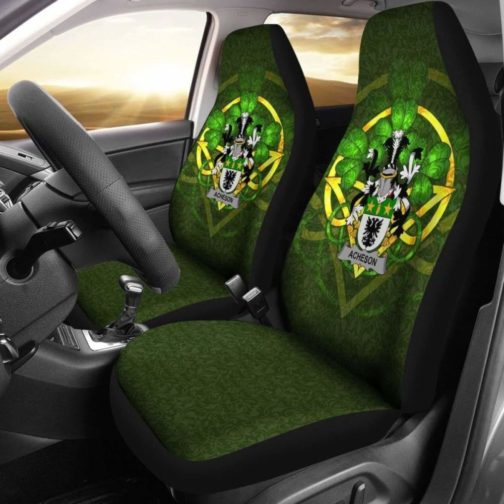 Acheson Ireland Car Seat Cover Set of 2 - Celtic Shamrock Design for Cars, SUVs & Trucks - Waterproof & Durable Seat Protectors for Pets, Kids & Daily Use