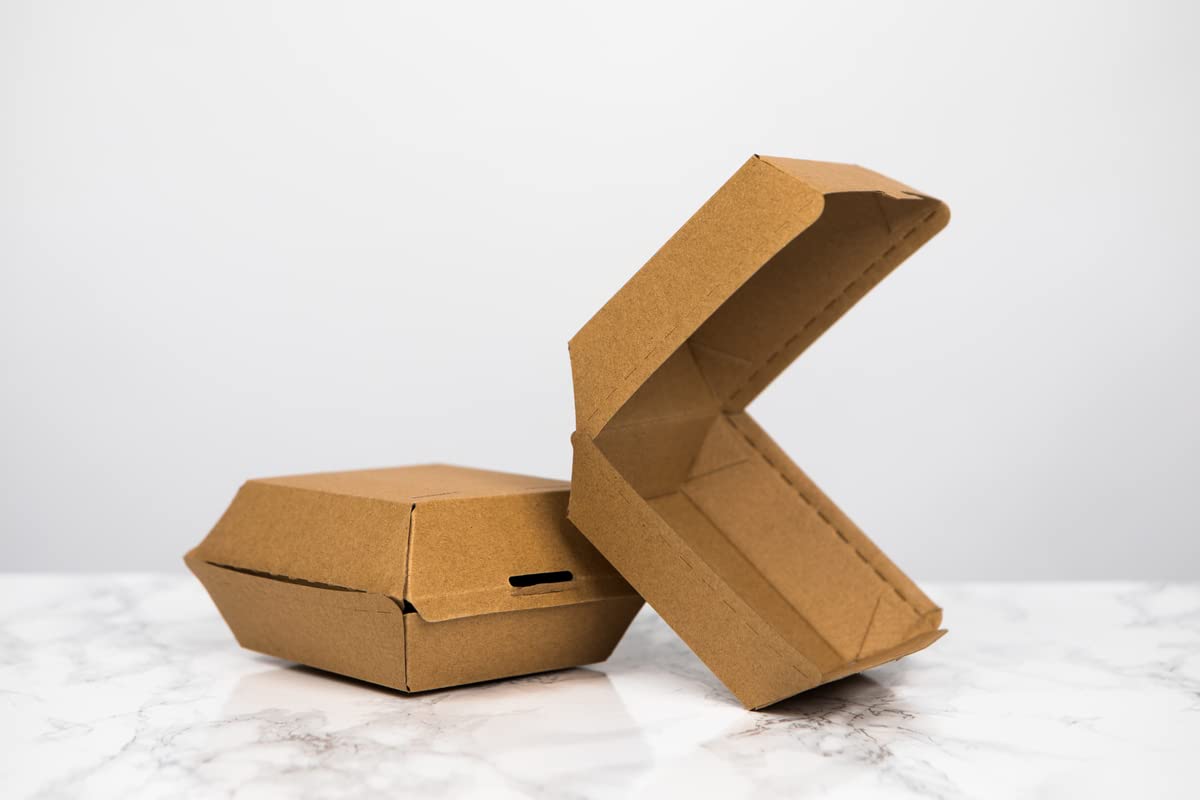 **PACKNWOOD 210EATBUK50 Kraft Mini Slider Boxes - 2.8 x 2.8 x 2 Inches - Disposable Food Containers, Corrugated Gift Boxes, Small Cardboard Takeout Boxes - Bulk 500 Pcs for Restaurants, Bakeries & Party Favors**