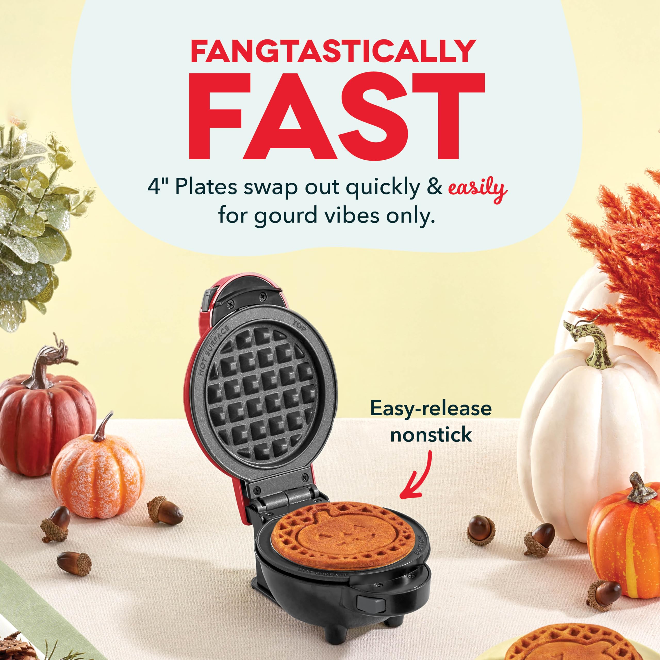 DASH MultiMaker Mini Waffle Maker Plates - 2 Pack Nonstick Skull & Jack-O-Lantern Waffle Iron Plates (4