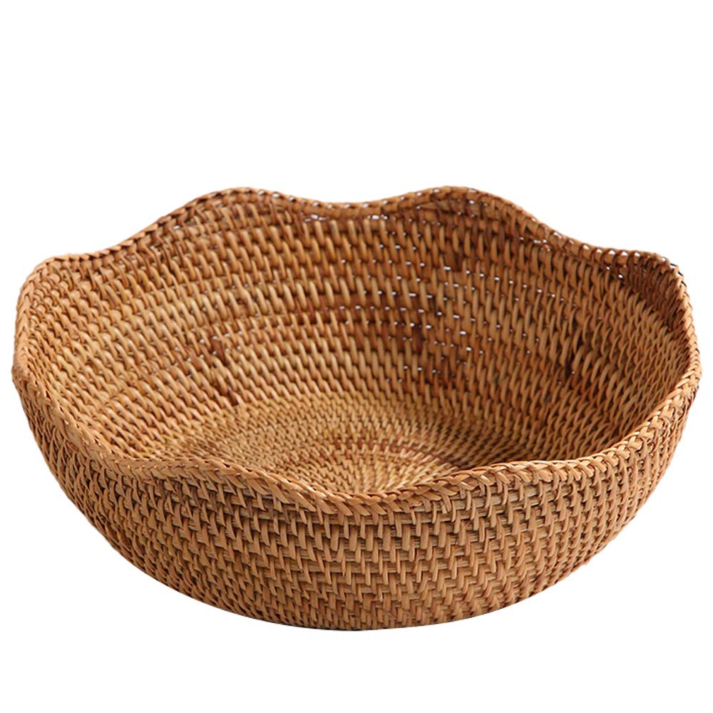 Handmade Rattan Fruit Basket - 11.8 Inch Large Pistachio Nut Bowl for Kitchen & Dining Room | Natural Woven Storage for Fruits, Bread, Snacks | Eco-Friendly Home Decor