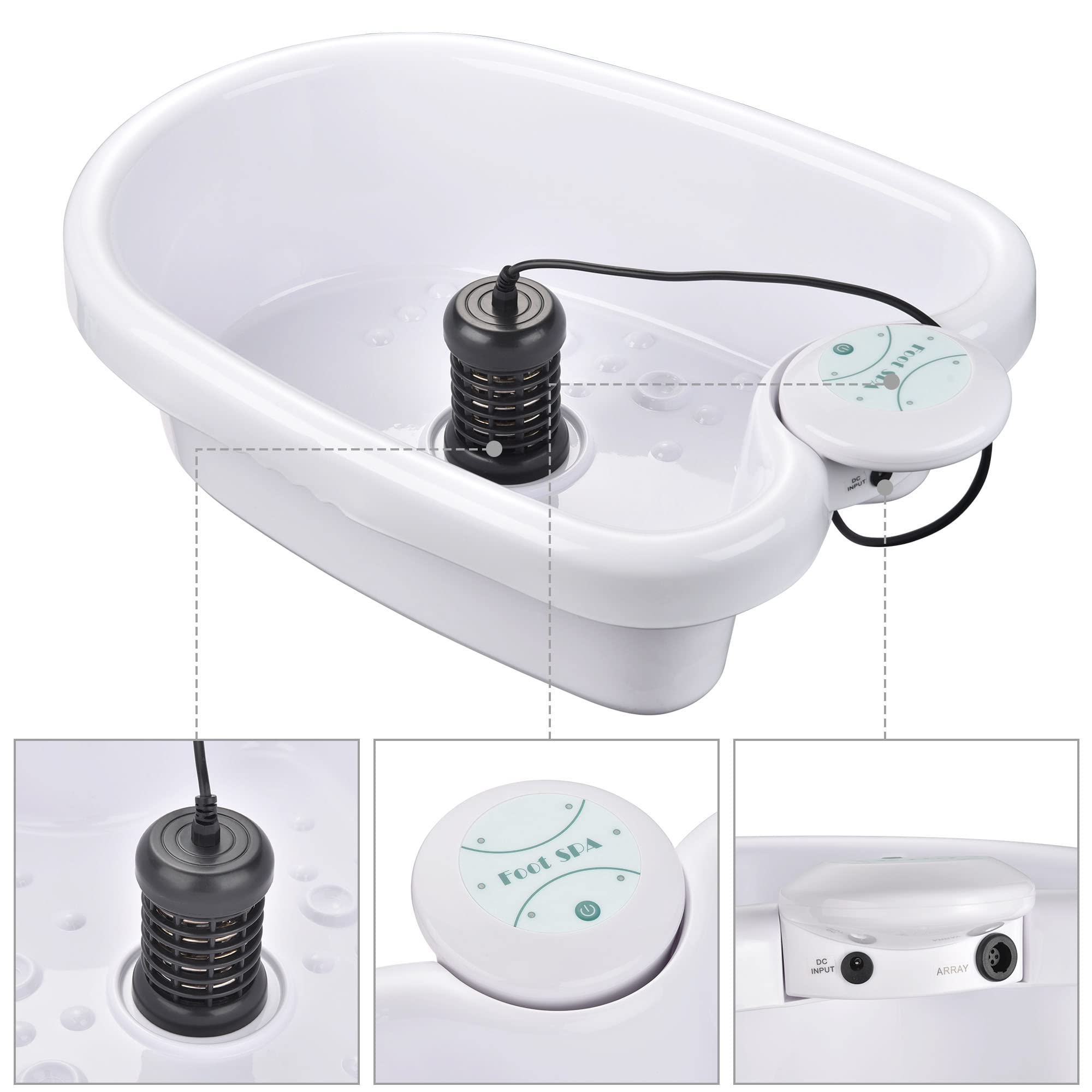 AW Ionic Detox Foot Spa Machine with Tub Array Cell Cleanse - Portable Home Beauty Equipment for Relaxation & Detox - Includes Ginger Pieces & Plastic Liners - Perfect for Home Spa, Salon Treatments & Wellness Therapy