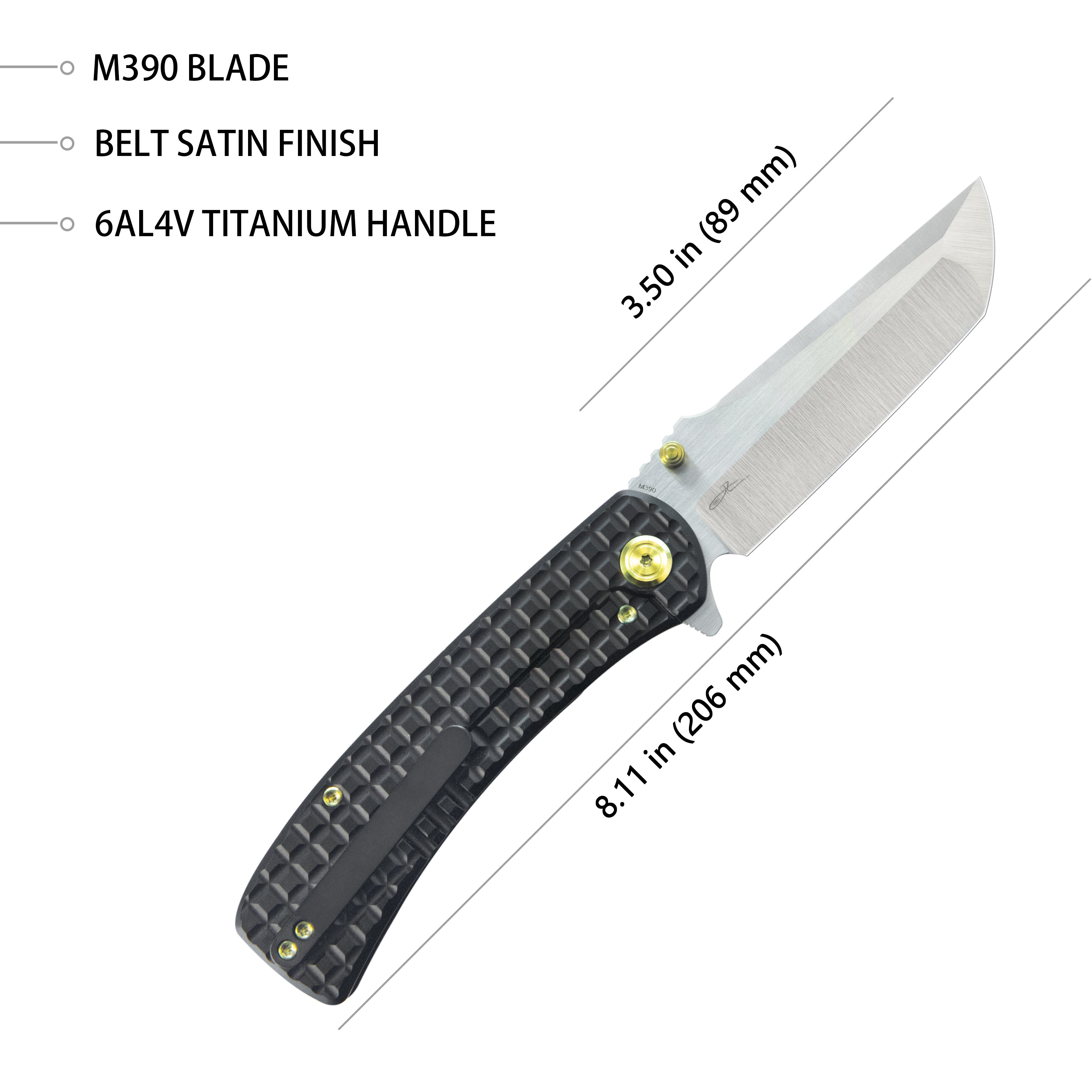 Kubey Interflow Tactical Folding Knife - Black Titanium FRAG Handle, 3.5