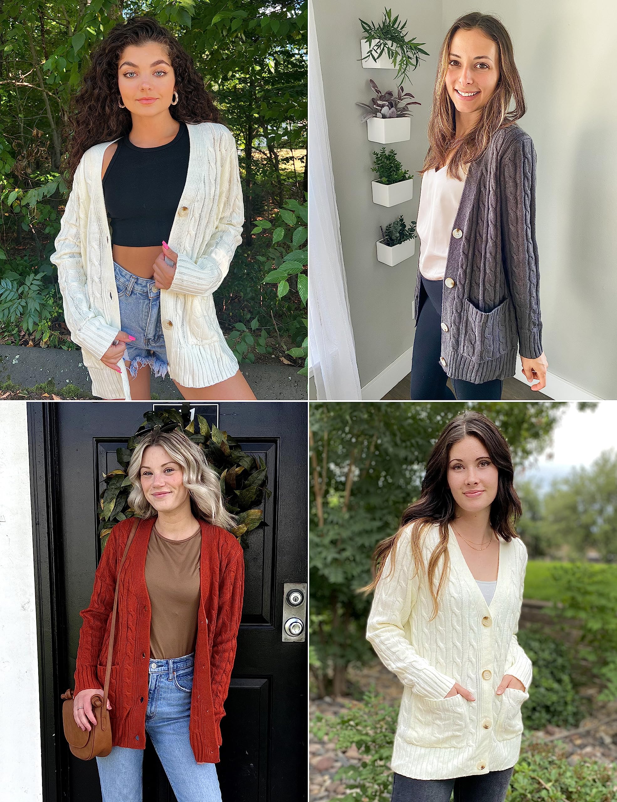 MEROKEETY Women's 2025 Long Sleeve Cable Knit Button Cardigan Sweater - Soft Open Front Coat with Pockets for Fall & Winter | Perfect for Office, Casual Outfits and Date Nights