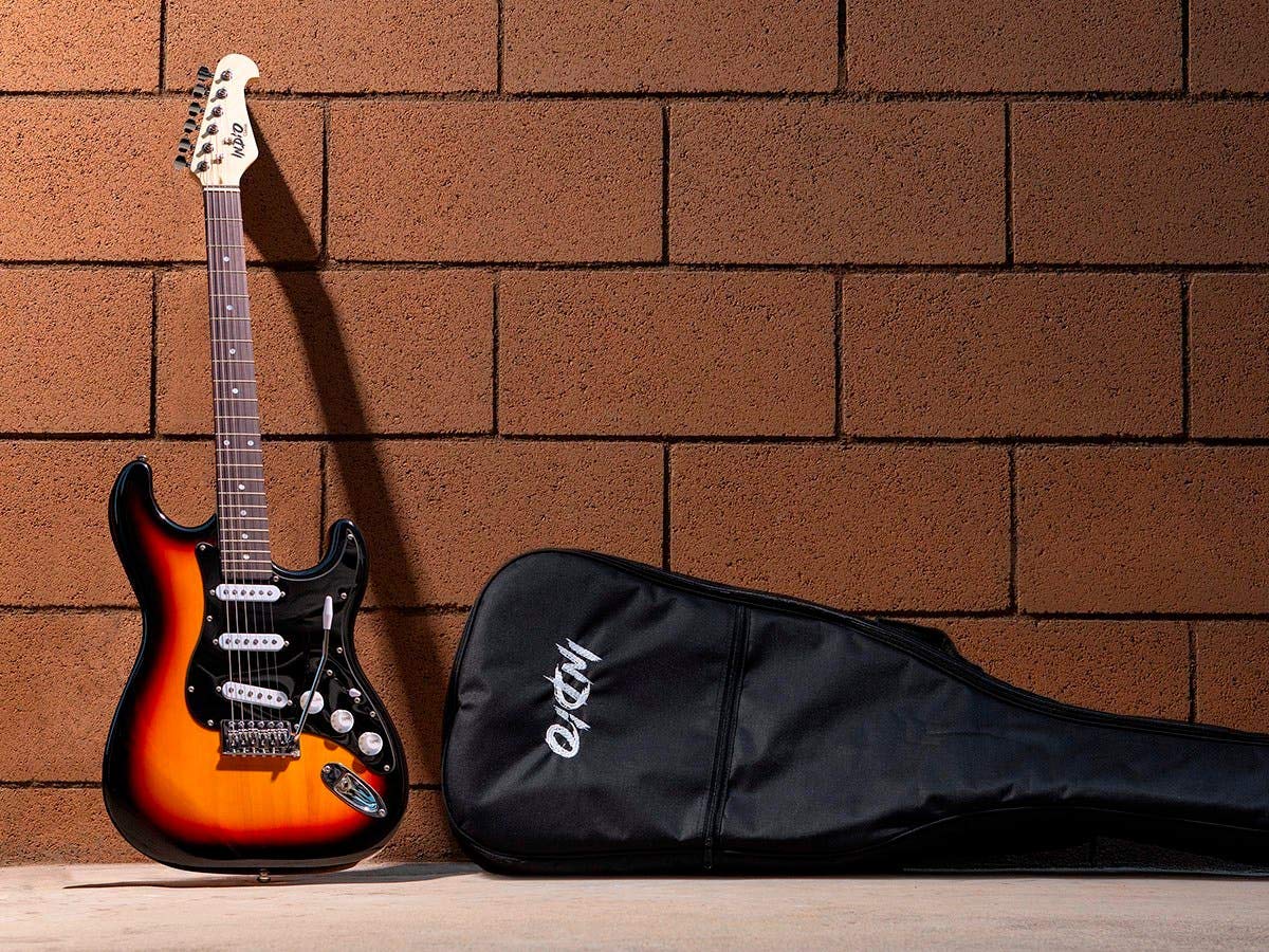 Monoprice Cali Classic Electric Guitar - Sunburst Finish, 6-String Solid Body with Double-Cutaway & SSS Pickups, Right-Handed Beginner Guitar with Gig Bag - Ideal for Rock, Blues & Practice Sessions - Indio Series