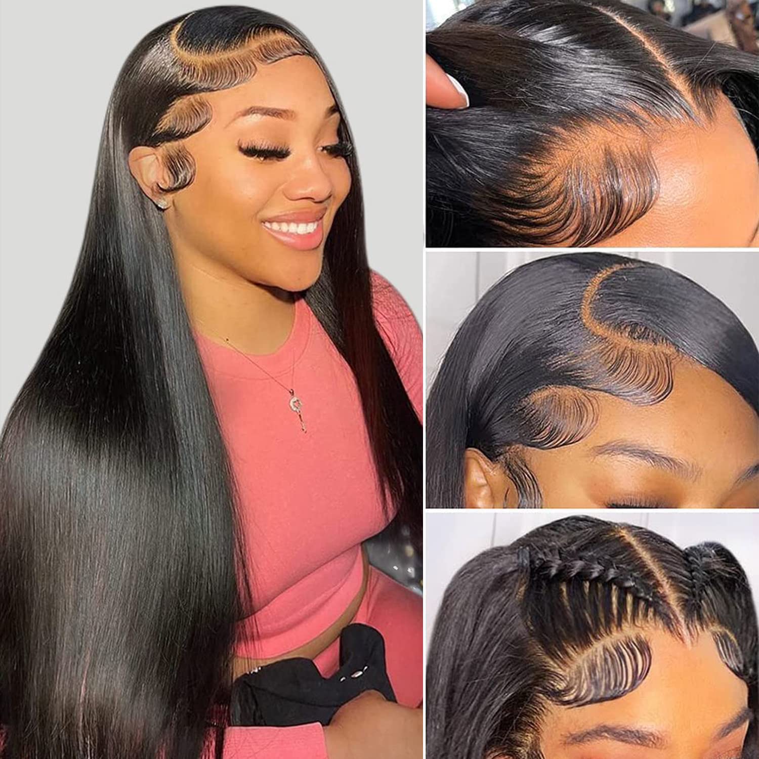 DULOVE 13x4 HD Transparent Lace Front Wigs Human Hair - Straight 200% Density Glueless Pre Plucked with Baby Hair 22 Inch Natural Color for Women | Perfect for Daily Wear, Cosplay, Weddings & Special Occasions