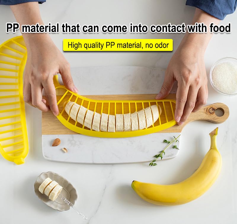 AKOAK Plastic Banana Slicer - 1 Pack Multi-Functional Fruit Cutter for Banana Slices, Perfect for Fruit Salads, Dessert Decorating & Food Prep | Great for Smoothie Bowls, Kids Snacks & Healthy Eating