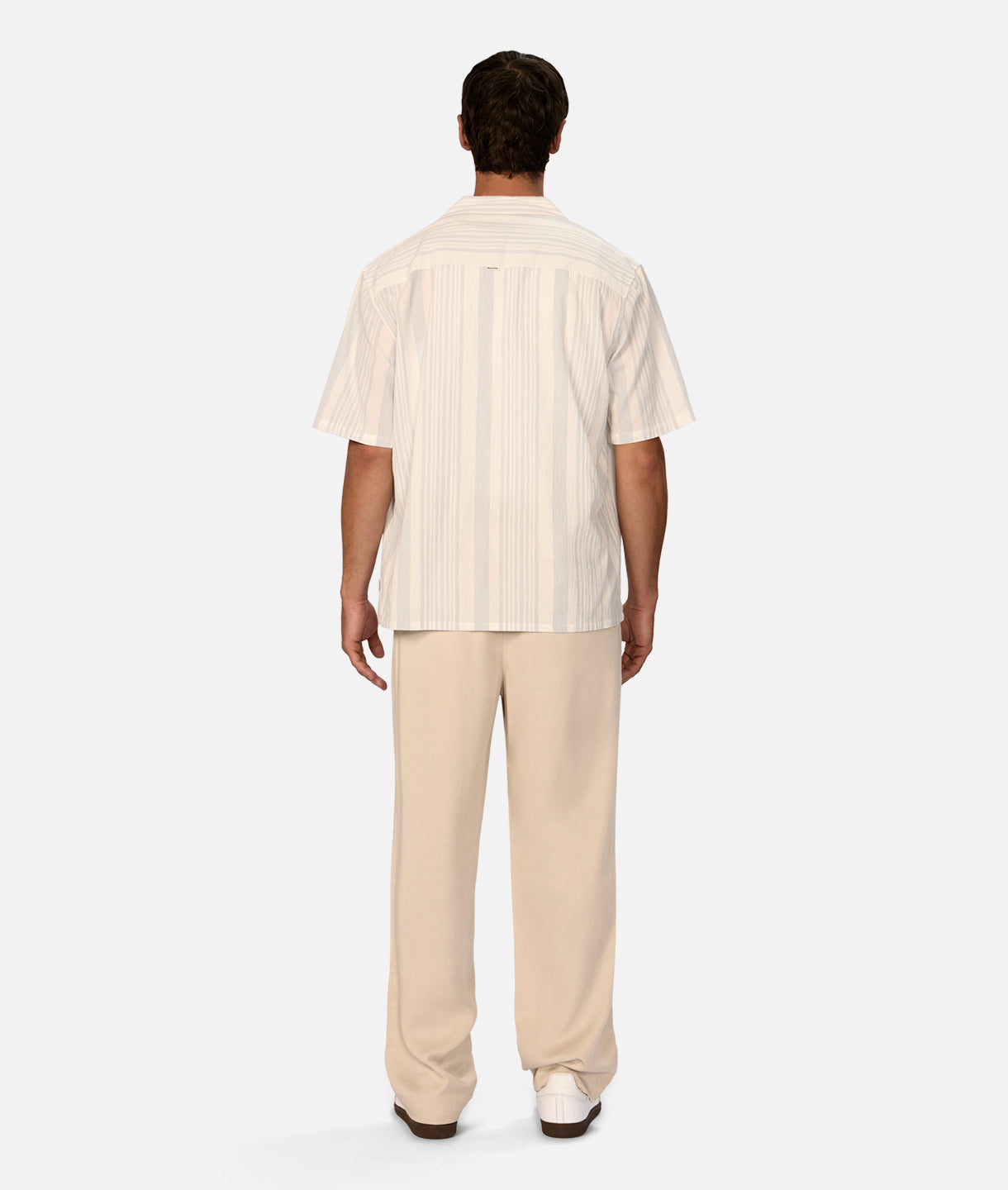 Positano Short Sleeve Shirt for Men - Breathable Cotton Casual Summer Shirt in Off White & Light Blue | Perfect for Beach Vacations, Date Nights & Outdoor Events