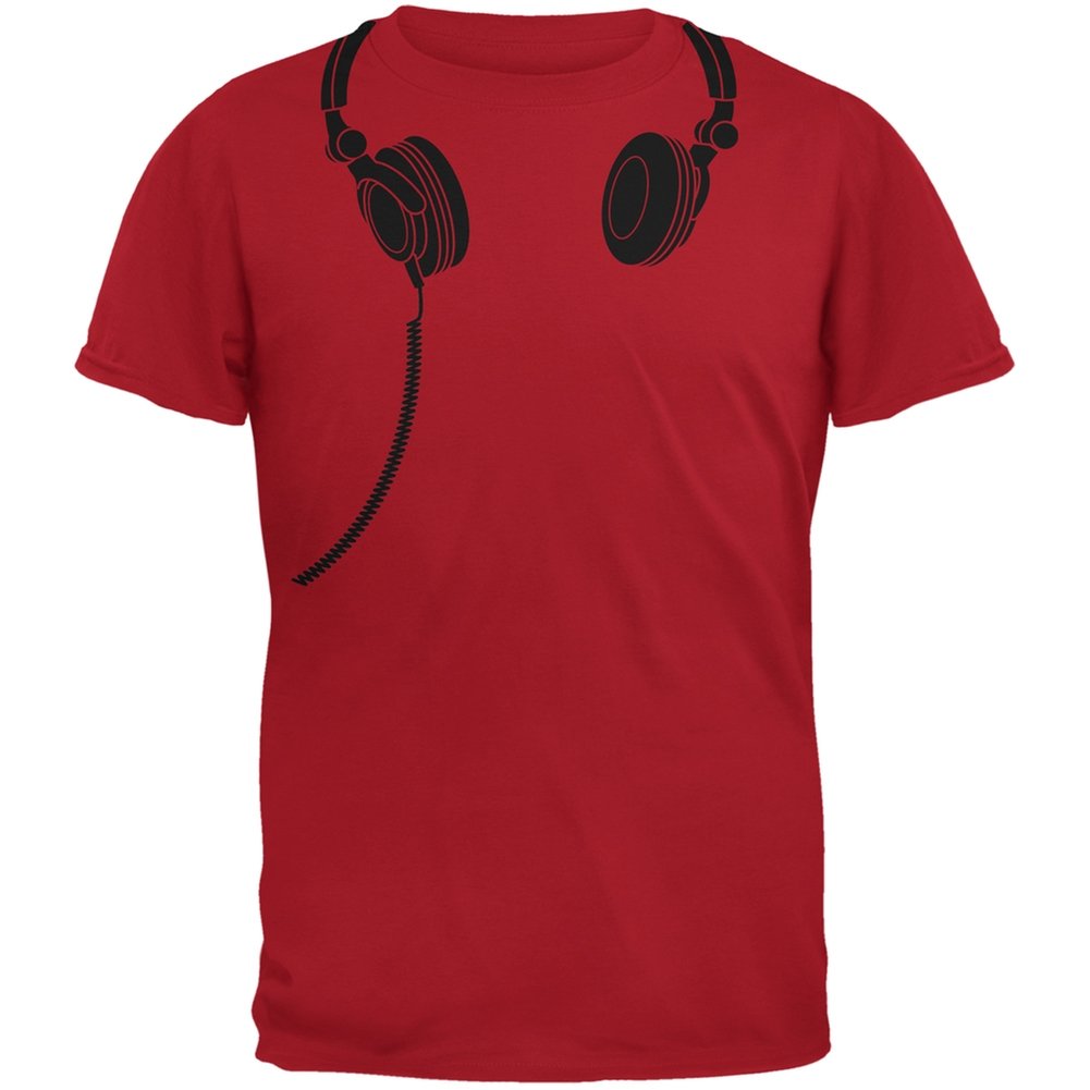 Red Youth Headphones Graphic T-Shirt - Medium Size for Teens & Kids - Perfect for School, Gifts & Casual Wear