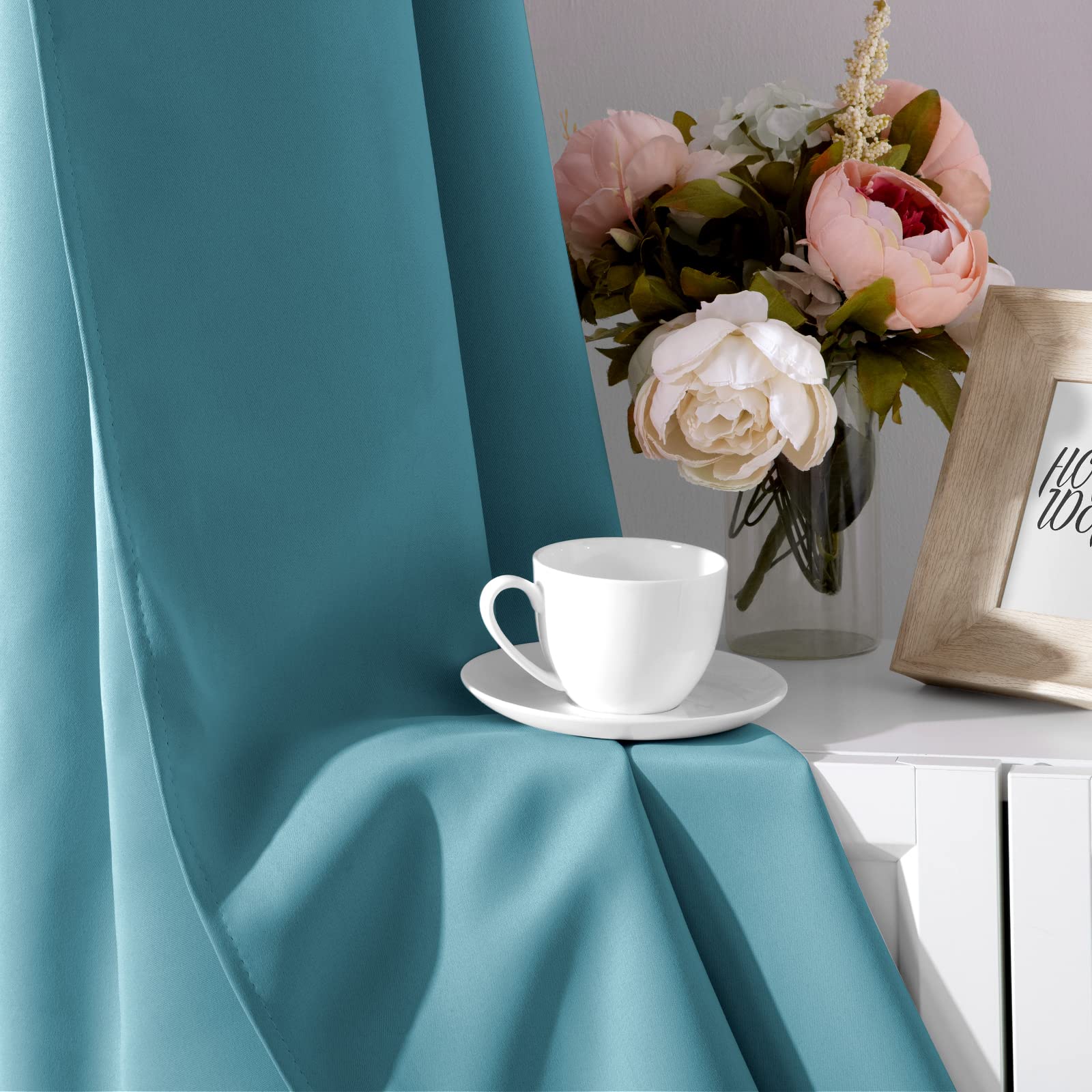 Premium Teal Blue Blackout Curtains for Bedroom - 52x84 Inch Long Thermal Insulated Room Darkening Drapes with Grommets (Set of 2 Panels) | Soundproof Window Curtains for Living Room, Nursery & Home Theater | Blocks Light & Noise for Better Sleep