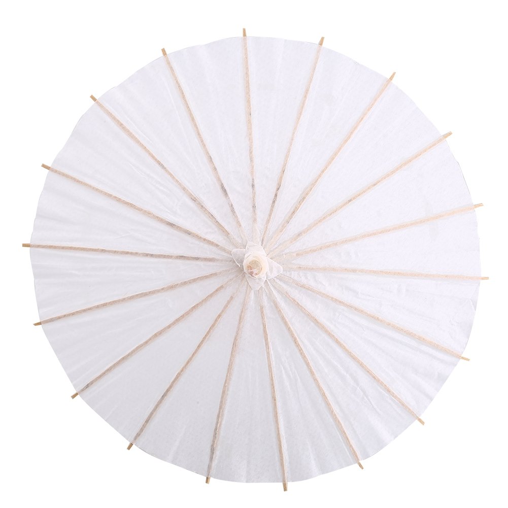 White Paper Wedding Umbrella - 60cm Bridal Party Decor & Photo Prop