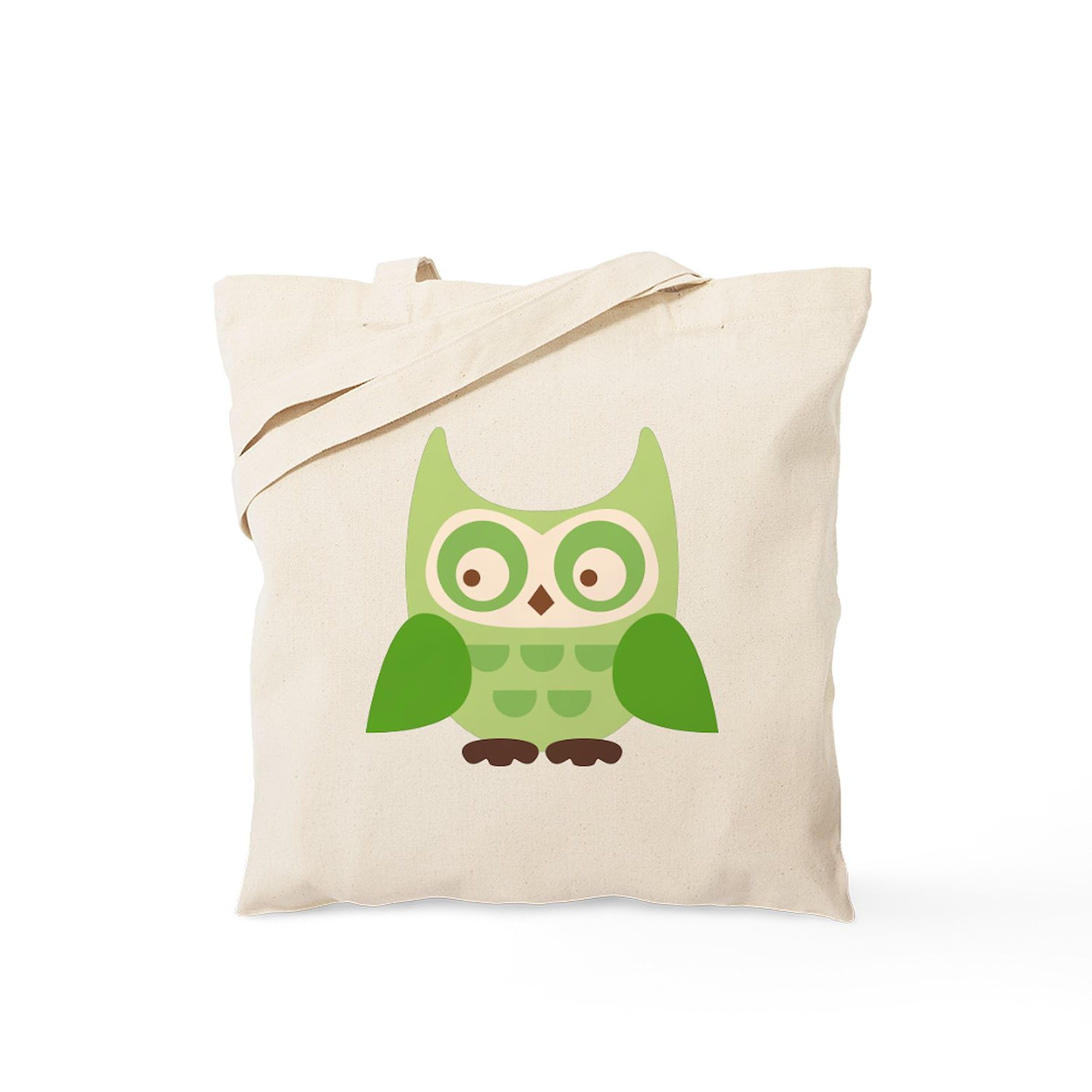 Eco-Friendly Green Owl Canvas Tote Bag - Reusable Natural Shopping Bag for Groceries, Beach & Daily Use | Sustainable Cotton Carryall