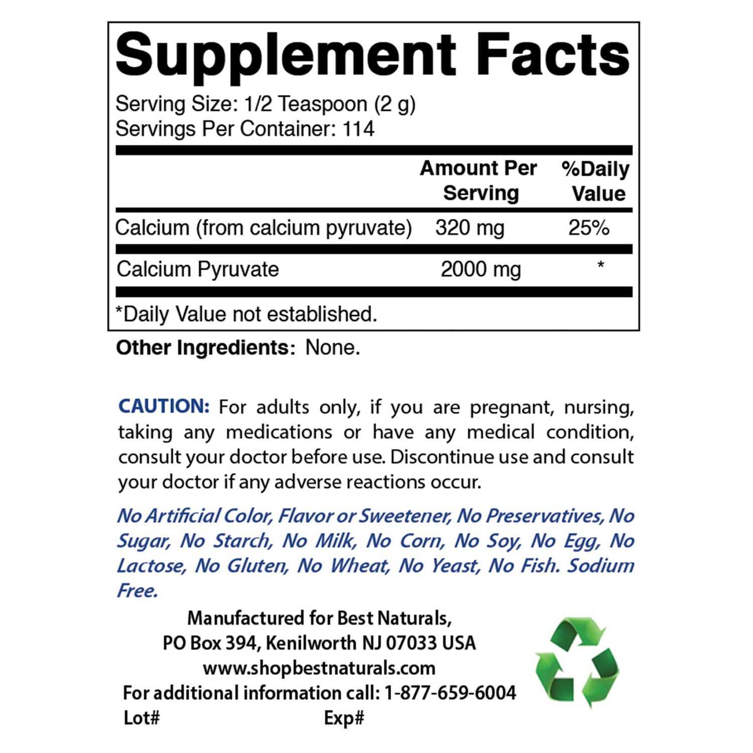 Best Naturals Calcium Pyruvate Powder 8oz (Pack of 3) - Premium Weight Management & Energy Supplement for Fitness, Keto Diet & Healthy Lifestyle