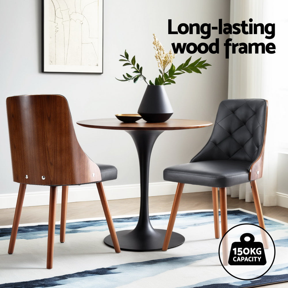 4-Piece Artiss Dining Chair Set - Black PU Leather Upholstered Modern Kitchen Chairs for Dining Room, Kitchen, Restaurant & Home Decor