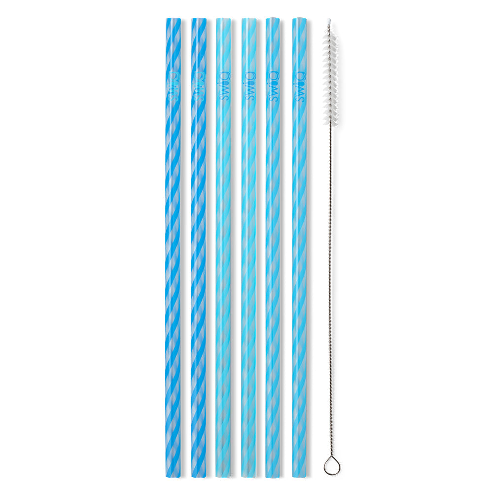 Eco-Friendly Glacier Stripe Reusable Straws - BPA Free Stainless Steel Drinking Straws for Smoothies, Iced Coffee & Cocktails - Perfect for Home, Office & Travel Use