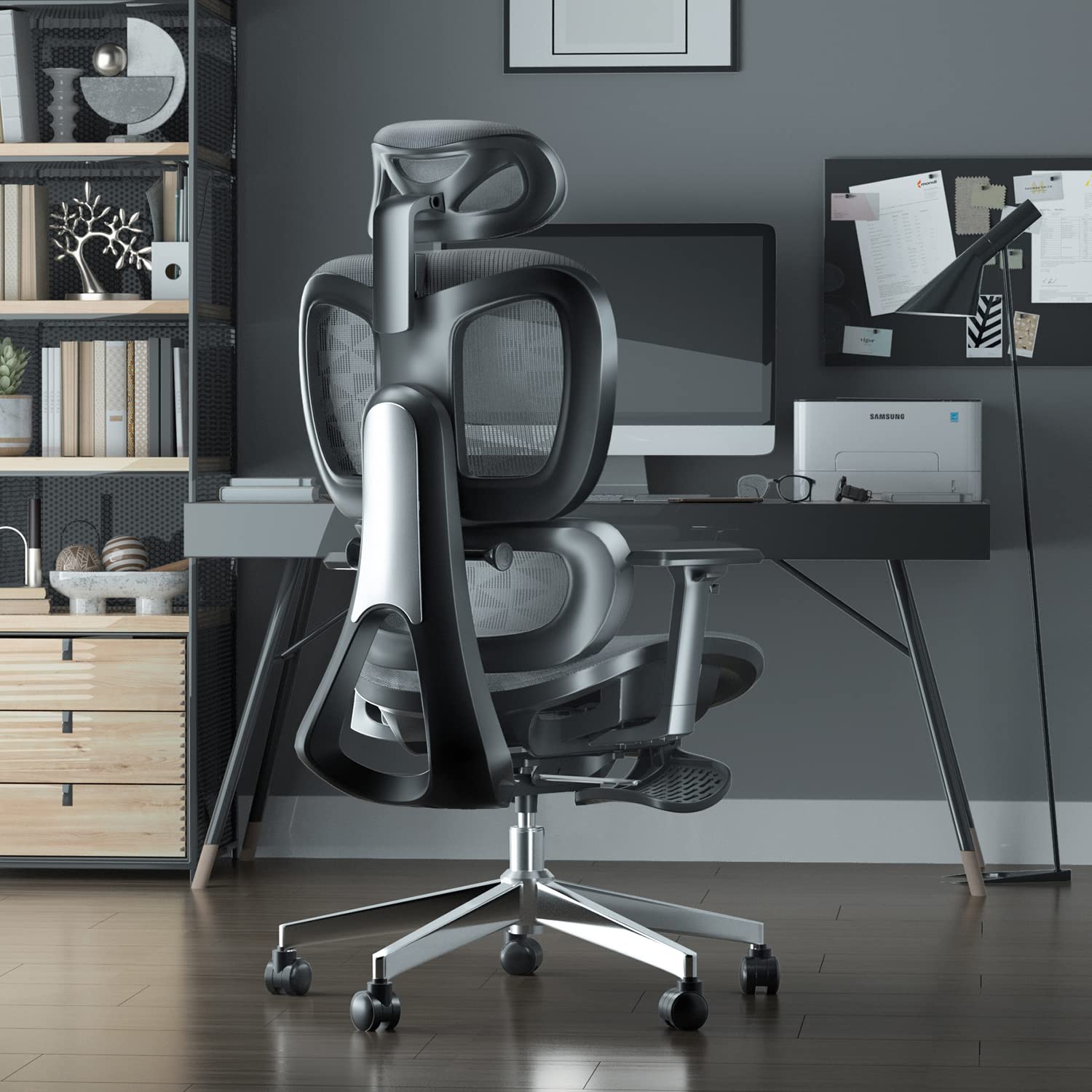 Ergonomic Mesh Office Chair with 3D Adjustable Armrests & Lumbar Support - High Back Computer Desk Chair with Wheels for Home Office - Breathable Black Mesh Task Chair for Long Hours Sitting & Back Pain Relief