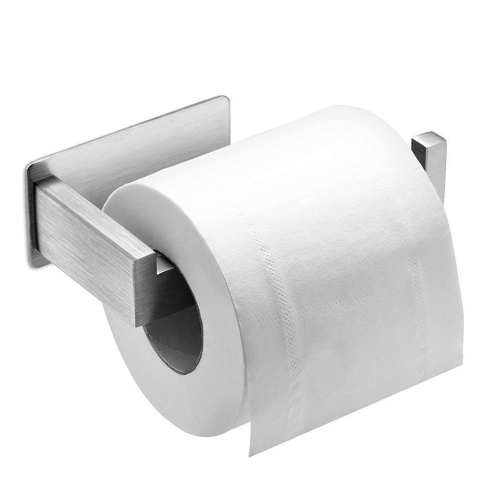Stainless Steel Wall Mounted Toilet Paper Holder - No Drill Bathroom & Kitchen Toilet Roll Holder | Space-Saving Design for Small Bathrooms & Modern Kitchens