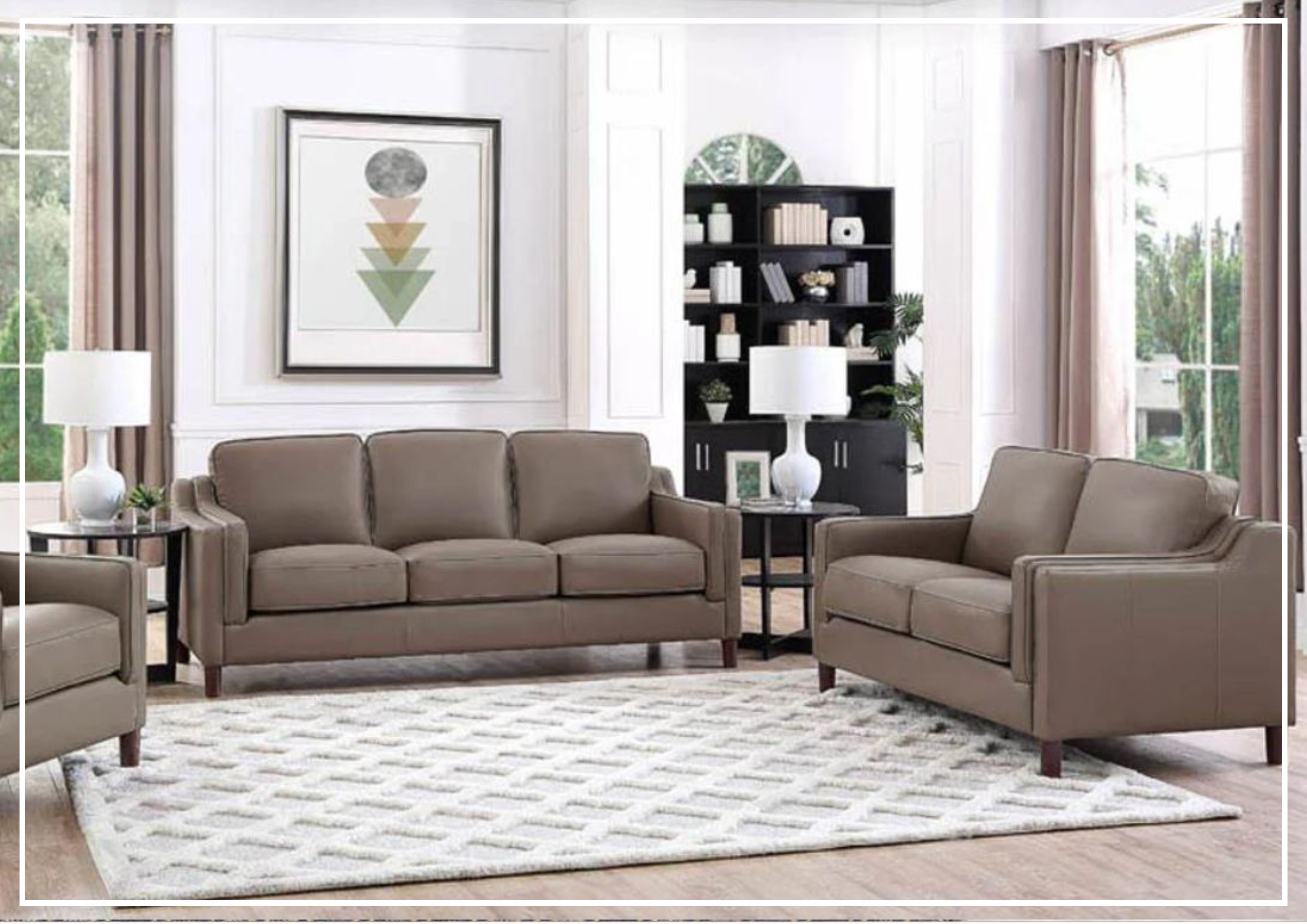 Hydeline Bella Stationary Leather Loveseat with Track Arms - Premium Faux Leather Sofa for Living Room, Office & Small Spaces - Comfortable Two-Seater Couch for Relaxing & Entertaining