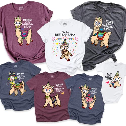 Funny Birthday Llama Graphic T-Shirts - Matching Family Outfits for Mom, Dad, Sister, Brother, Baby, Grandma & Grandpa - Perfect Birthday Gifts & Party Wear (Onesie Available) - Great for Birthday Celebrations, Family Photos & Casual Wear