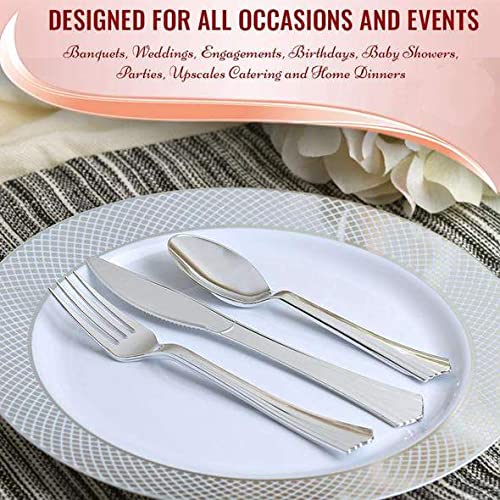 Premium Shiny Metallic Silver Plastic Cutlery Set - 600 Forks (6.75