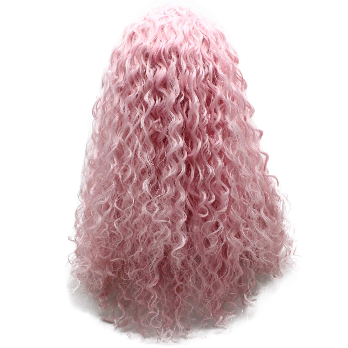 Mxangel Long Pink Curly Lace Front Synthetic Wig - Heat Resistant Cosplay Wig for Halloween, Party, Costume & Daily Wear