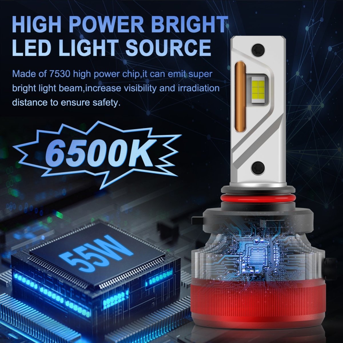 AG1 9006 HB4 LED Headlight Bulbs Conversion Kit - 6500K Xenon White for Cars, Trucks & SUVs - High Brightness & Long Lifespan - Perfect for Night Driving & Foggy Conditions