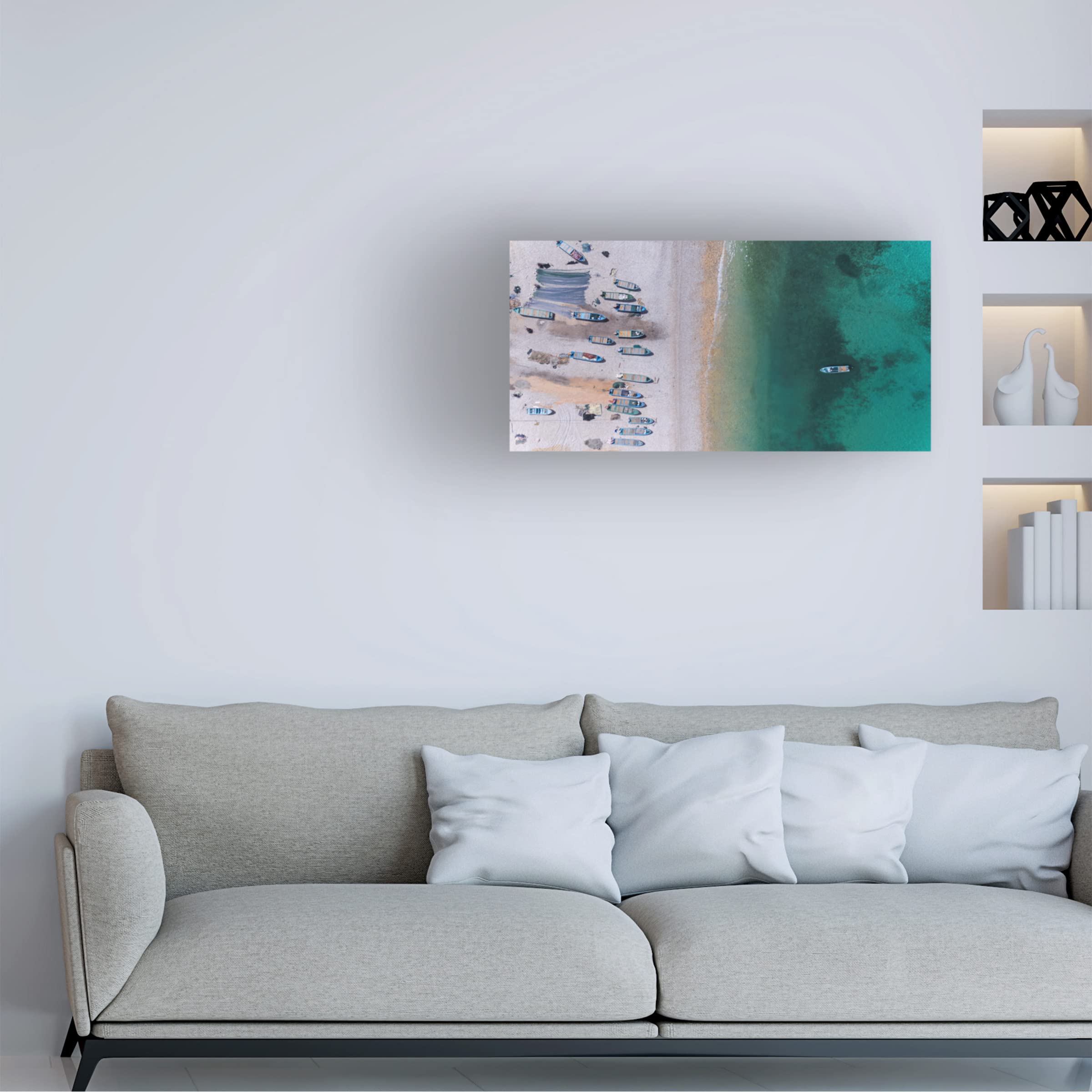 Trademark Fine Art 'Sea From The Sky' Canvas Wall Art Print by Haitham Al Farsi - Modern Ocean Landscape Painting for Living Room, Bedroom & Office Decor
