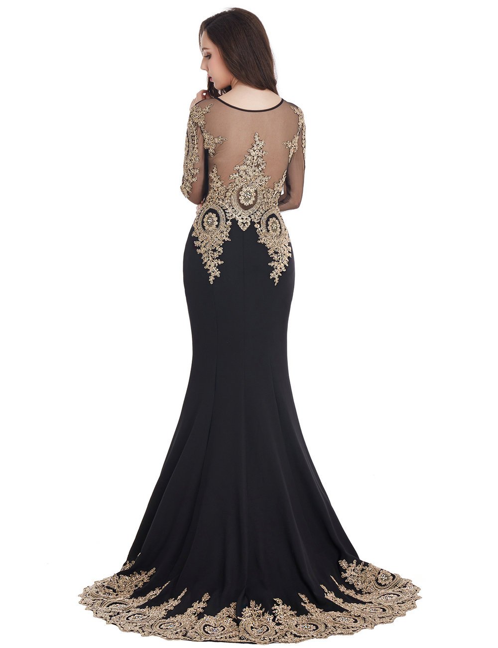 Elegant MisShow Crystal Beaded Lace Mermaid Evening Dress for Women - Formal Prom Gown for Special Occasions, Weddings & Black Tie Events