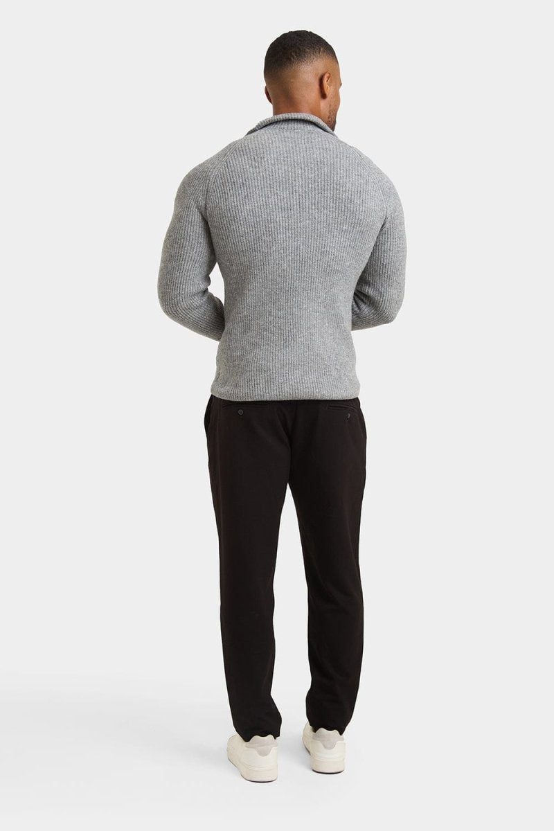 Soft Grey Fisherman Rib Quarter Zip Sweater - Cozy & Stylish Pullover for Men & Women | Perfect for Casual Outings & Outdoor Adventures
