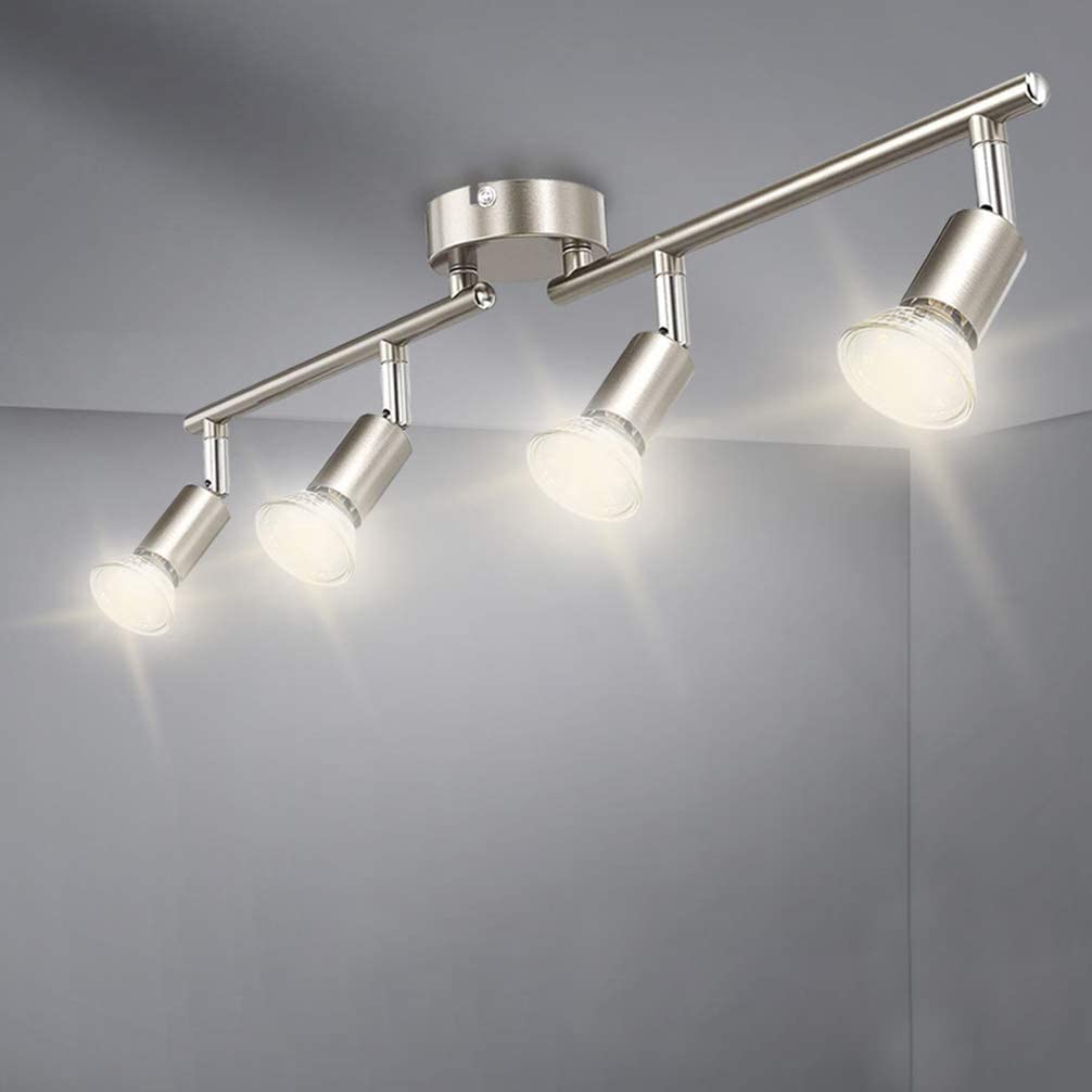Depuley Modern LED 4-Light Track Lighting Kit - Adjustable Ceiling Light Fixture with Bulbs Included for Living Room, Kitchen, Bedroom & Office Decor