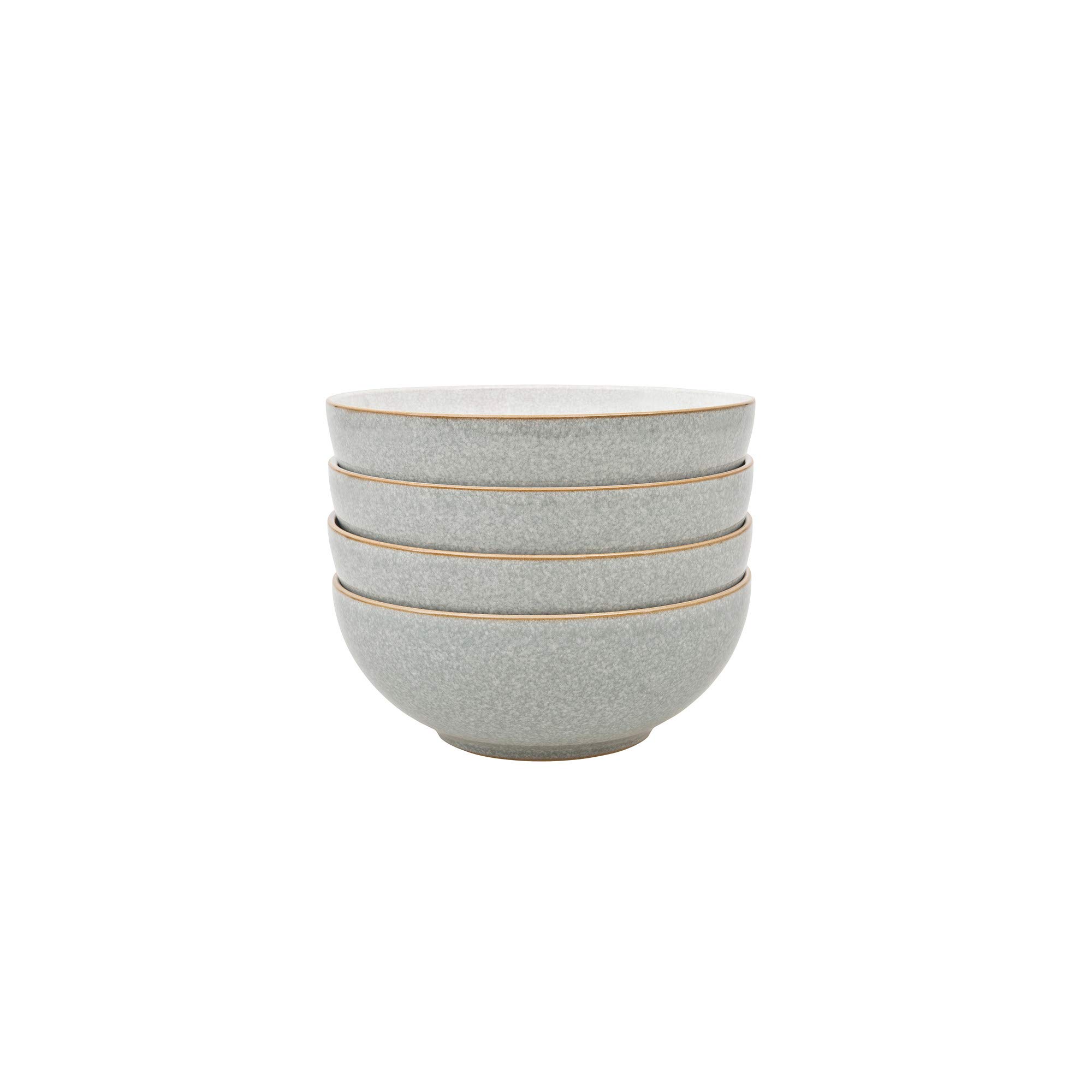 Denby Elements Light Grey Cereal Bowls Set of 4 - 17cm (820ml) Microwave & Dishwasher Safe Stoneware - Crack Resistant Ceramic Tableware for Breakfast, Soup, Salad - Perfect for Home, Restaurant & Daily Use